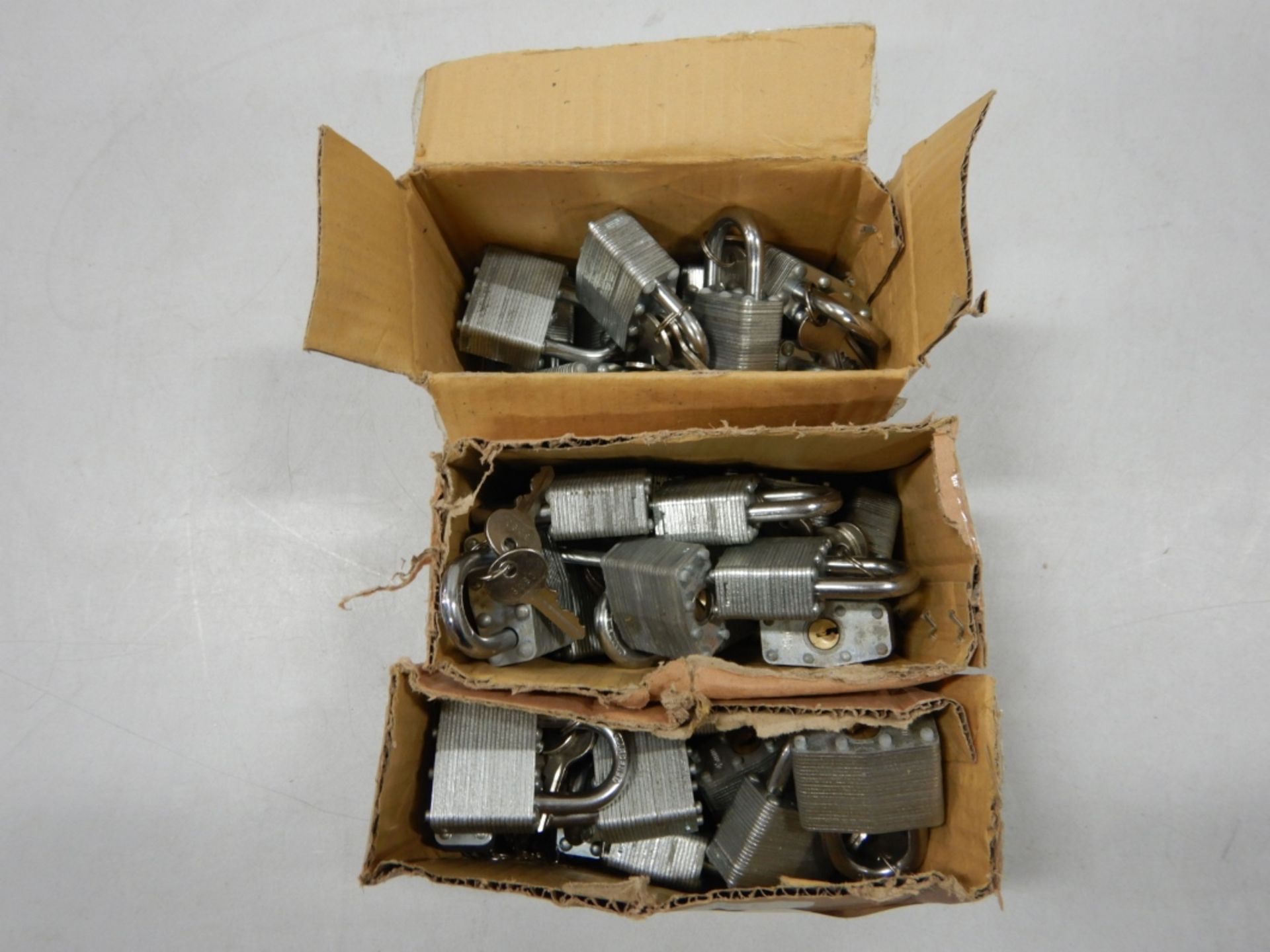 3-BOXES OF 1.75IN KEYED ALIKE HARDENED STEEL PADLOCKS