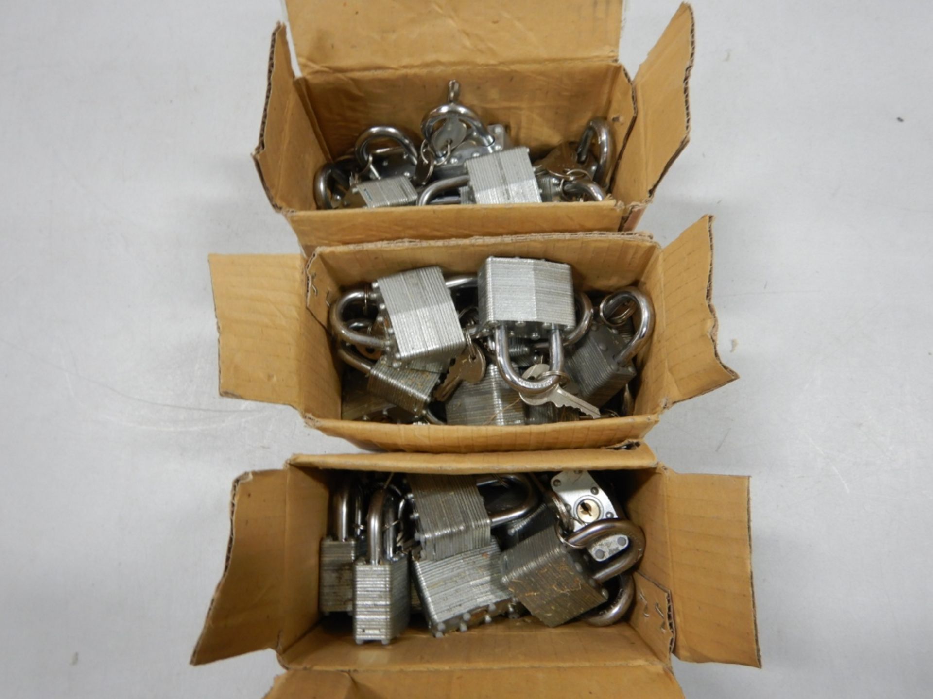 3-BOXES OF 1.75IN KEYED ALIKE HARDENED STEEL PADLOCKS