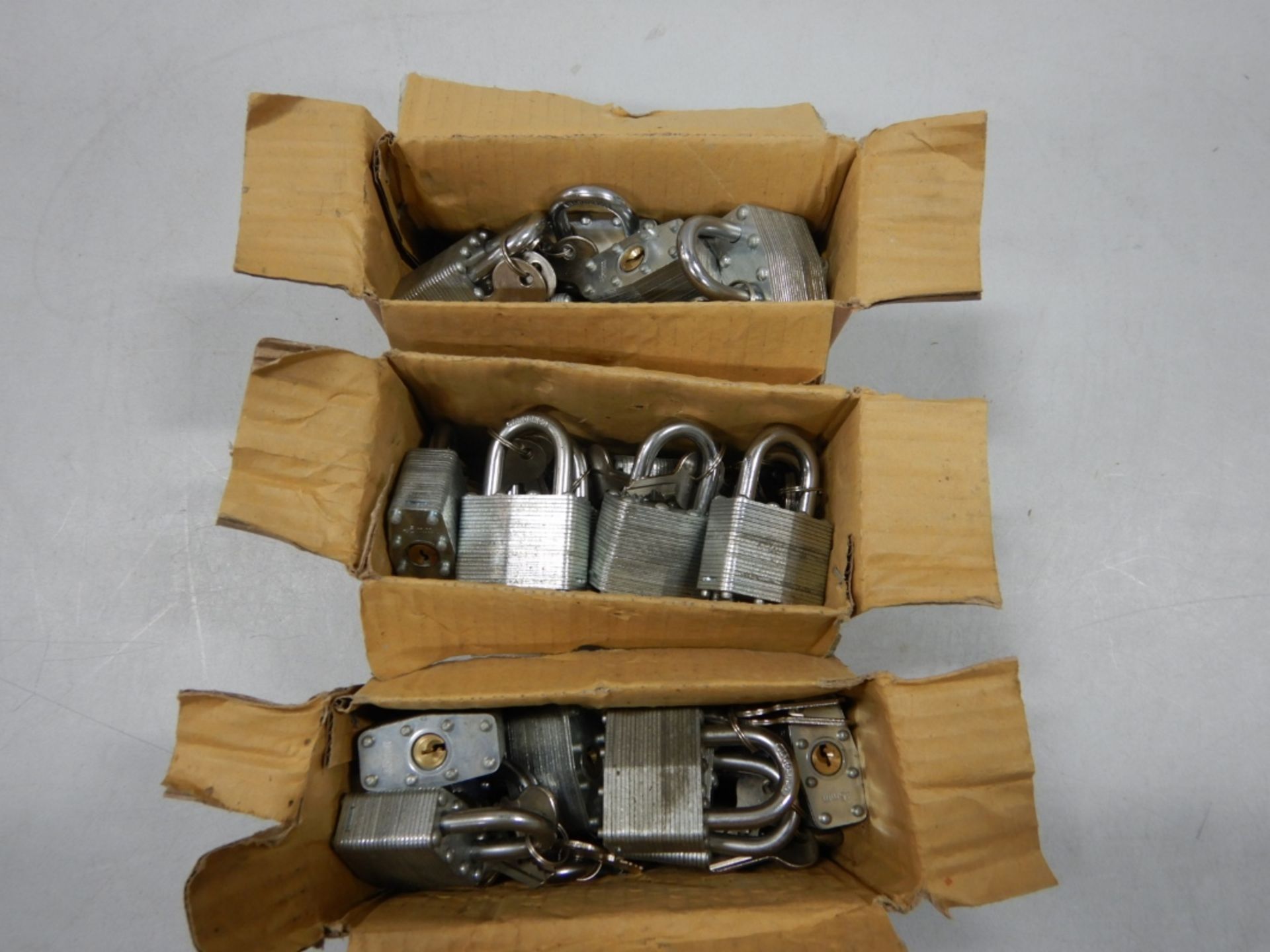 3-BOXES OF 1.75IN KEYED ALIKE HARDENED STEEL PADLOCKS - Image 2 of 3