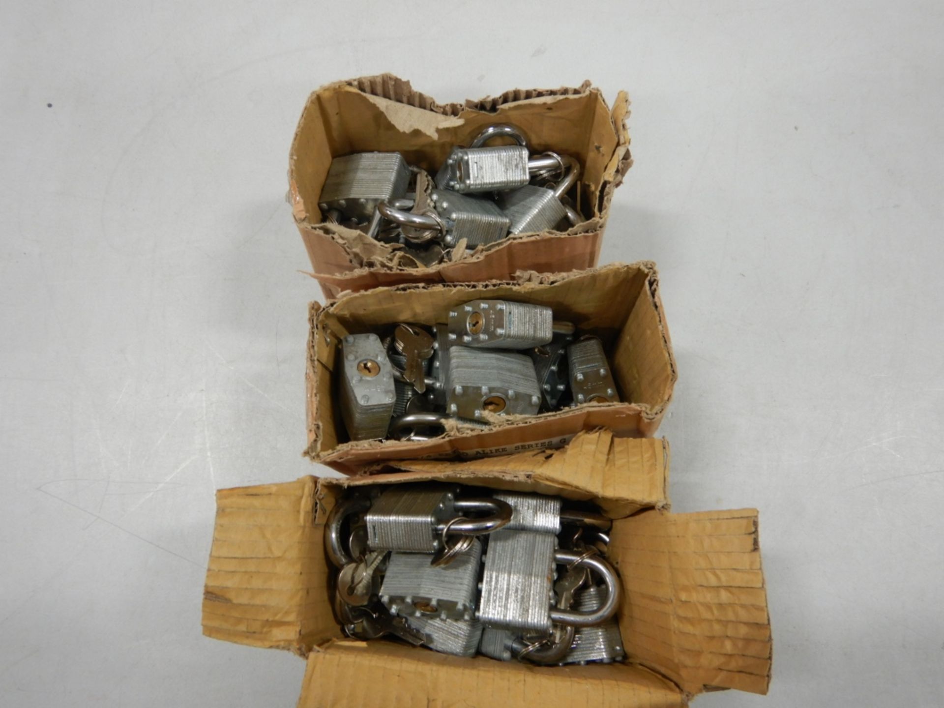 3-BOXES OF 1.75IN KEYED ALIKE HARDENED STEEL PADLOCKS