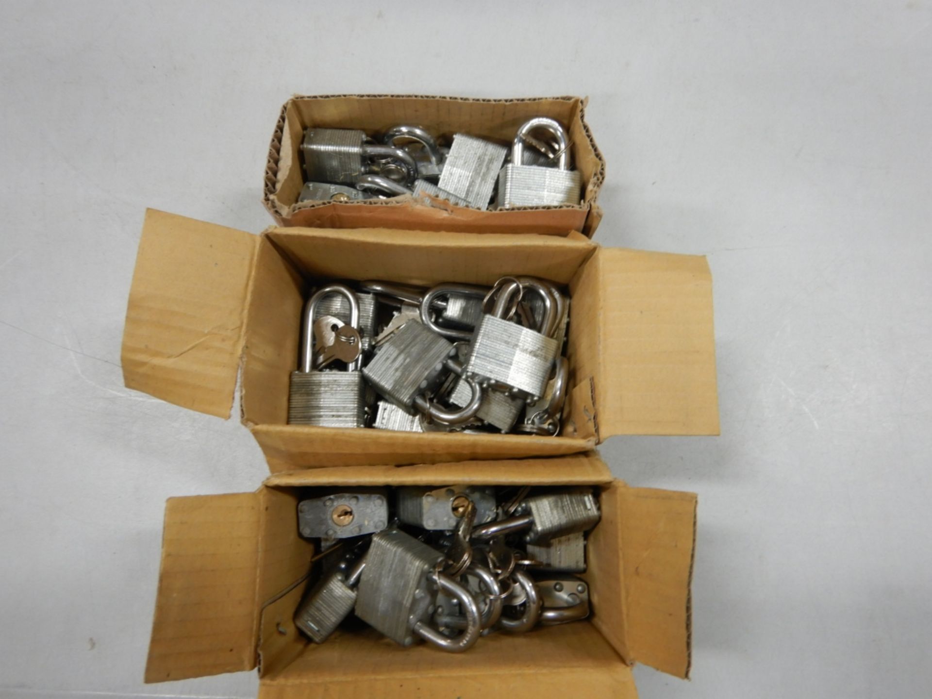 3-BOXES OF 1.75IN KEYED ALIKE HARDENED STEEL PADLOCKS