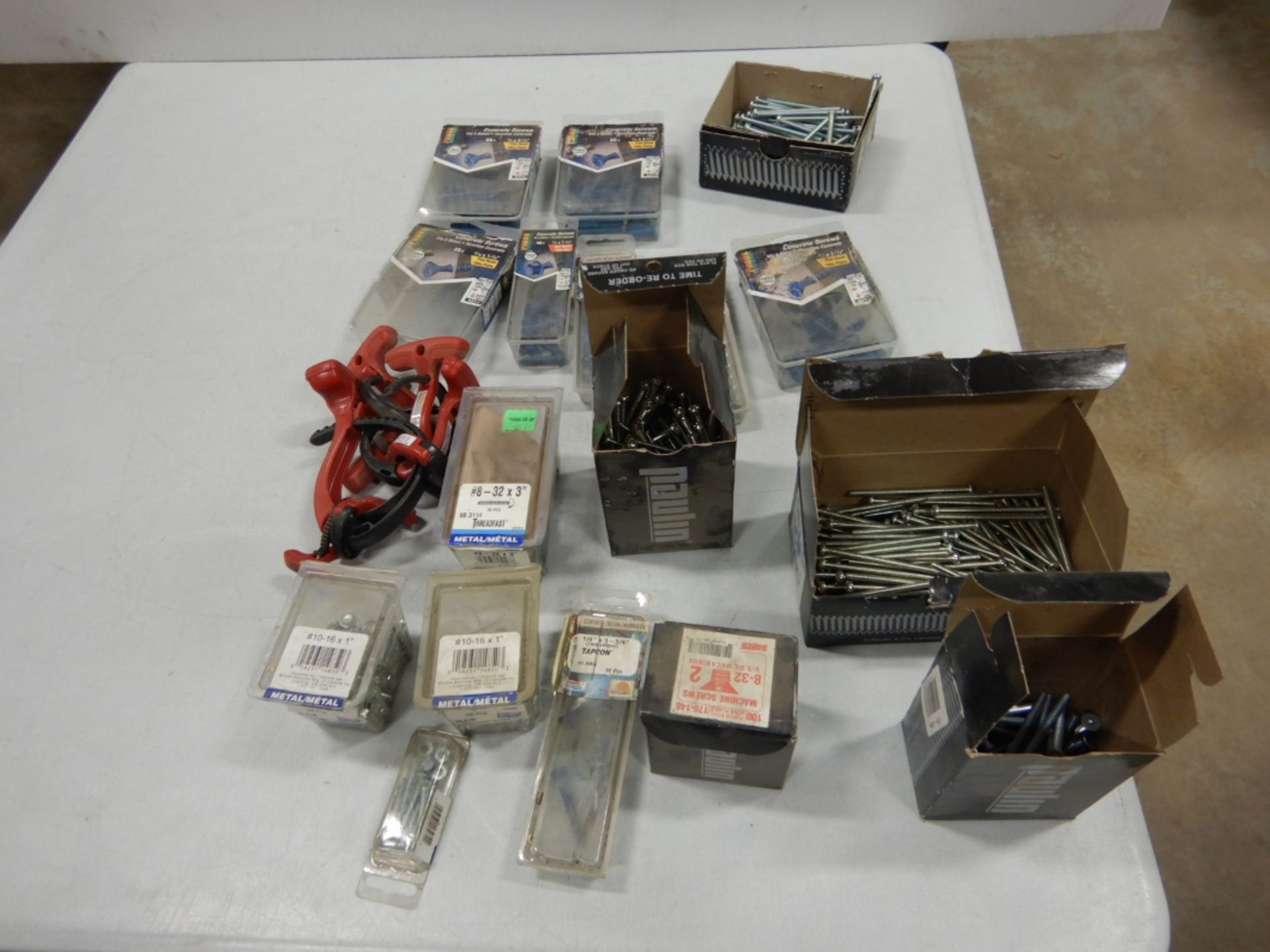 L/O ASSORTED SCREWS, HARDWARE, BOLTS, CABLE CLAMPS, ETC.