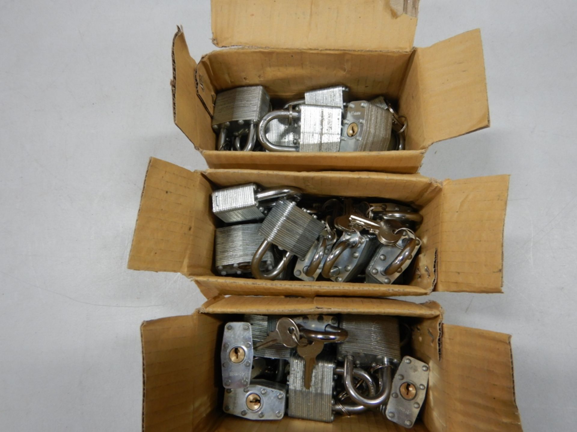 3-BOXES OF 1.75IN KEYED ALIKE HARDENED STEEL PADLOCKS