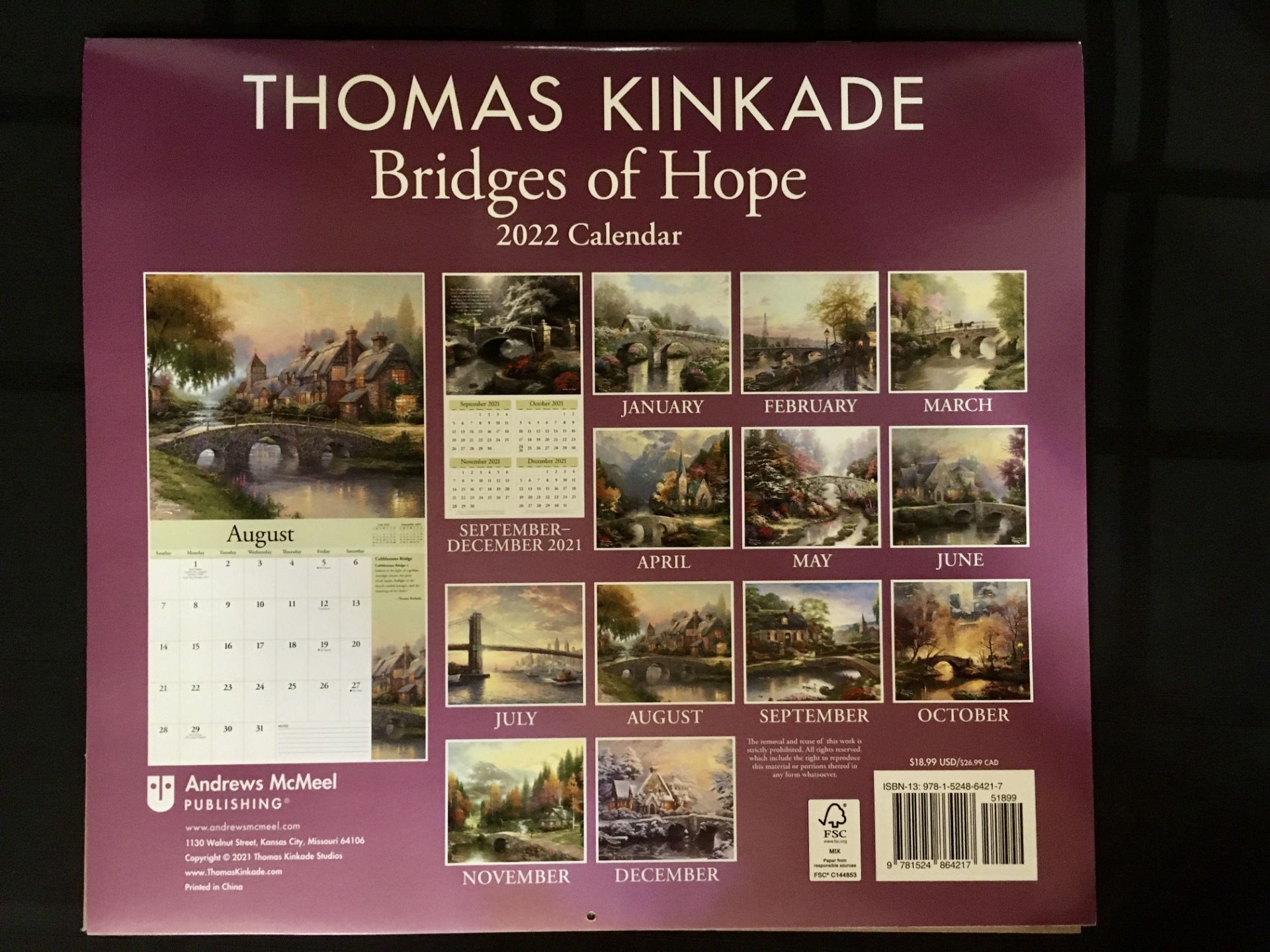 THOMAS KINKADE BRIDGE OF HOPE 2022 CALENDAR - Image 3 of 3