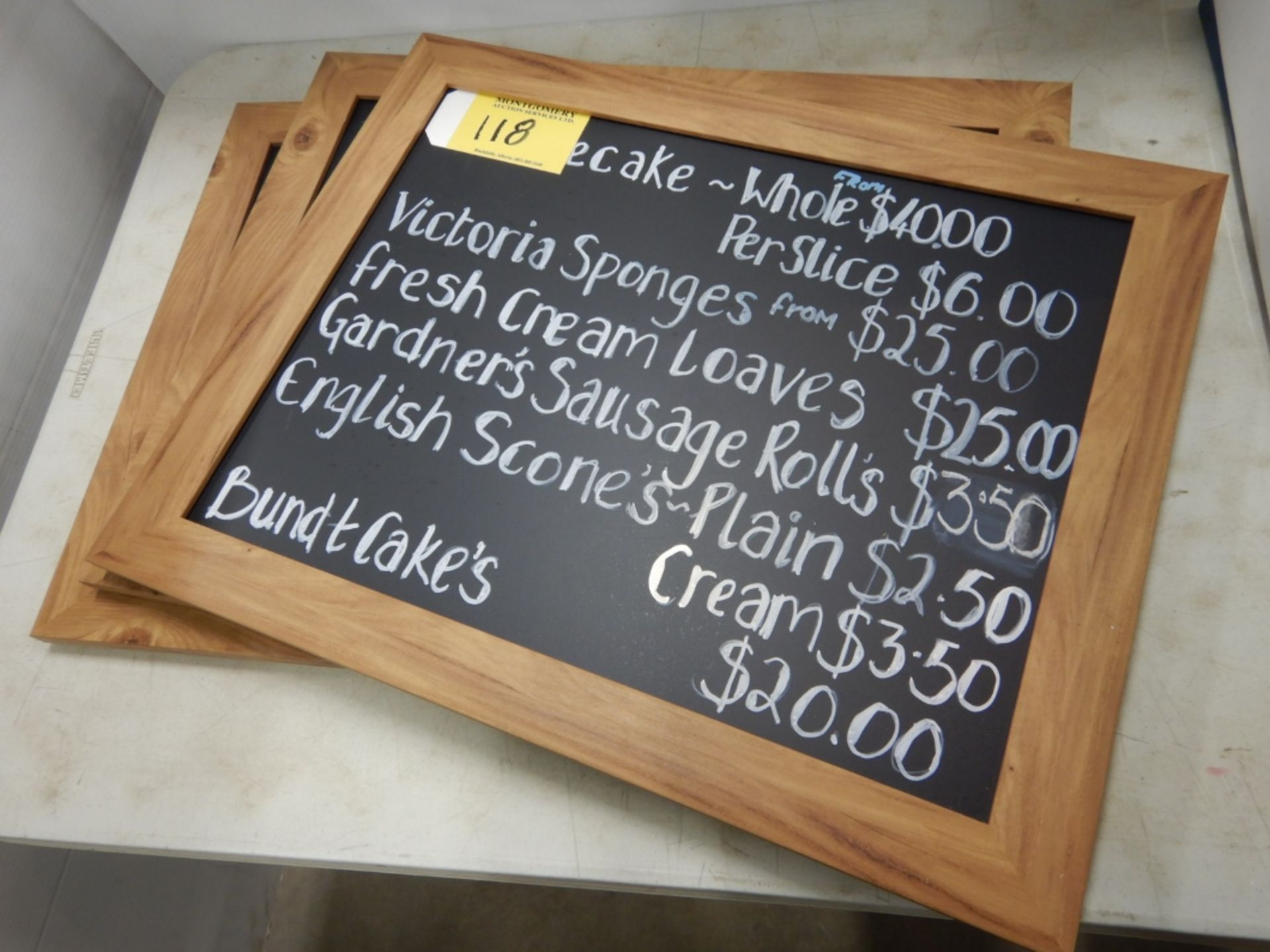 THREE 25"X20" FRAMED CHALK MENU BOARDS