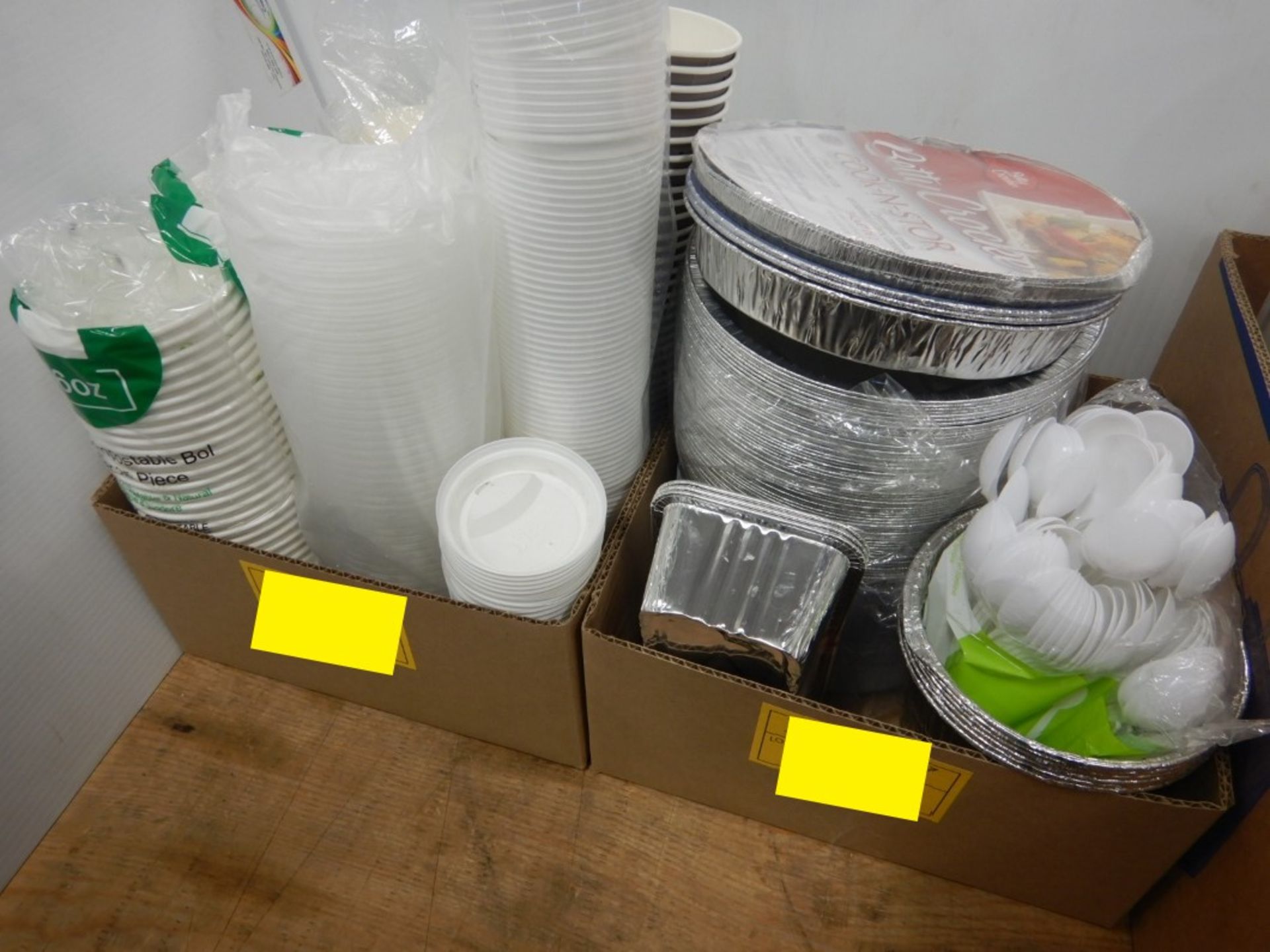 L/O 9" CLEAR CAKE COVERS AND BASES, FOIL WARE, 16" SOUP BOWLS & LIDS, COFFEE CUPS AND LIDS, ETC - Image 5 of 5