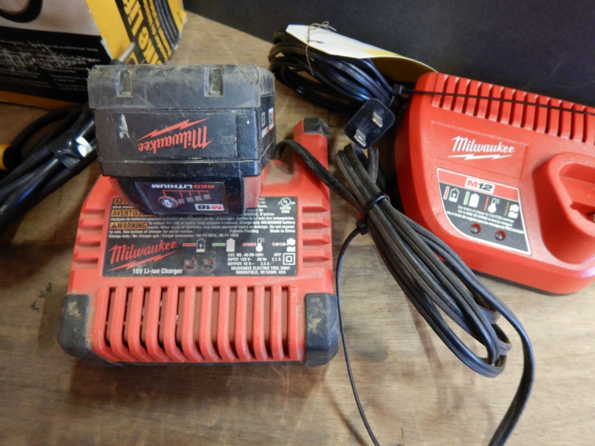 500W HALOGEN WORK LIGHT, MILWAUKEE M12 CHARGER, MILWAUKEE M18 BATT. & CHARGER, CEILING BIKE MOUNT - Image 3 of 3