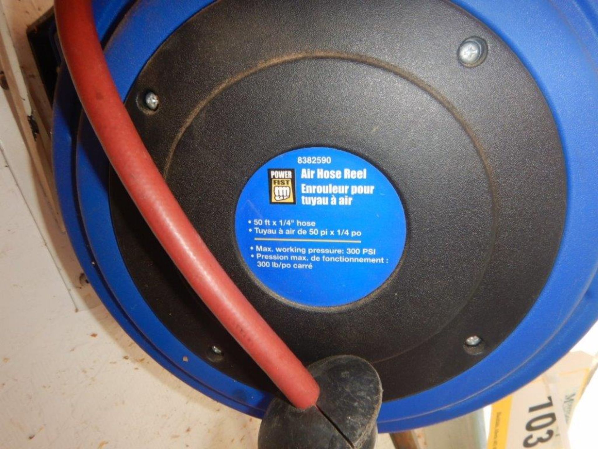 AIR HOSE REEL & AIR HOSE, W/ 50 FT X 1/4 INCH AIR HOSE - Image 3 of 3