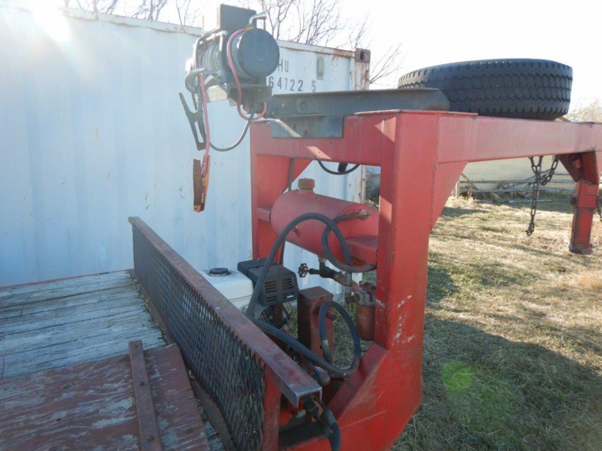 T/A G/N FLAT DECK TRAILER W/WINCH, HYD. TILT, 9 HP HONDA ENGINE (NO VIN) - Image 15 of 15