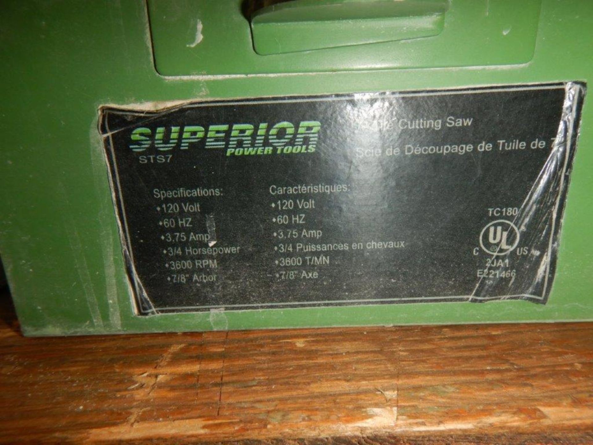SUPERIOR 7" WET TILE SAW - Image 2 of 3