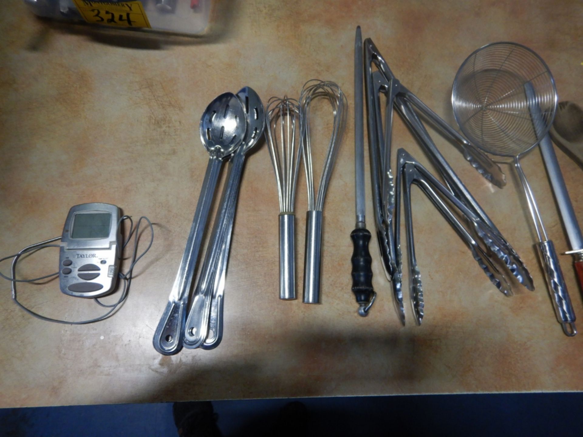 L/O ASSORTED SERVING SPOONS, SHARPENING STONES, MIXERS, ICE CREAM SCOOP, ETC. - Image 3 of 7