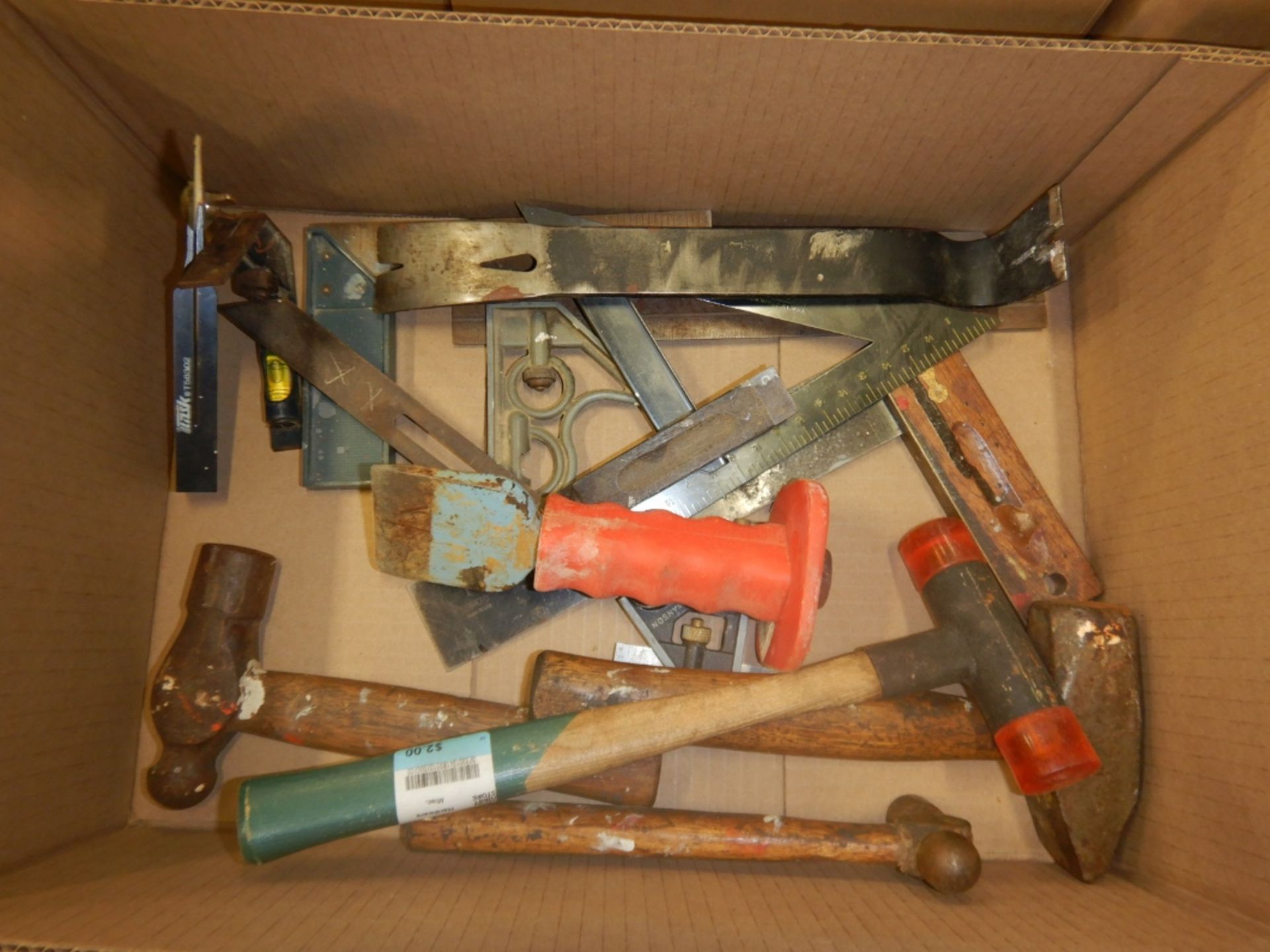 ASSORTED HAMMERS, SQUARES, COLD CHISEL AND PRY BAR - Image 2 of 3