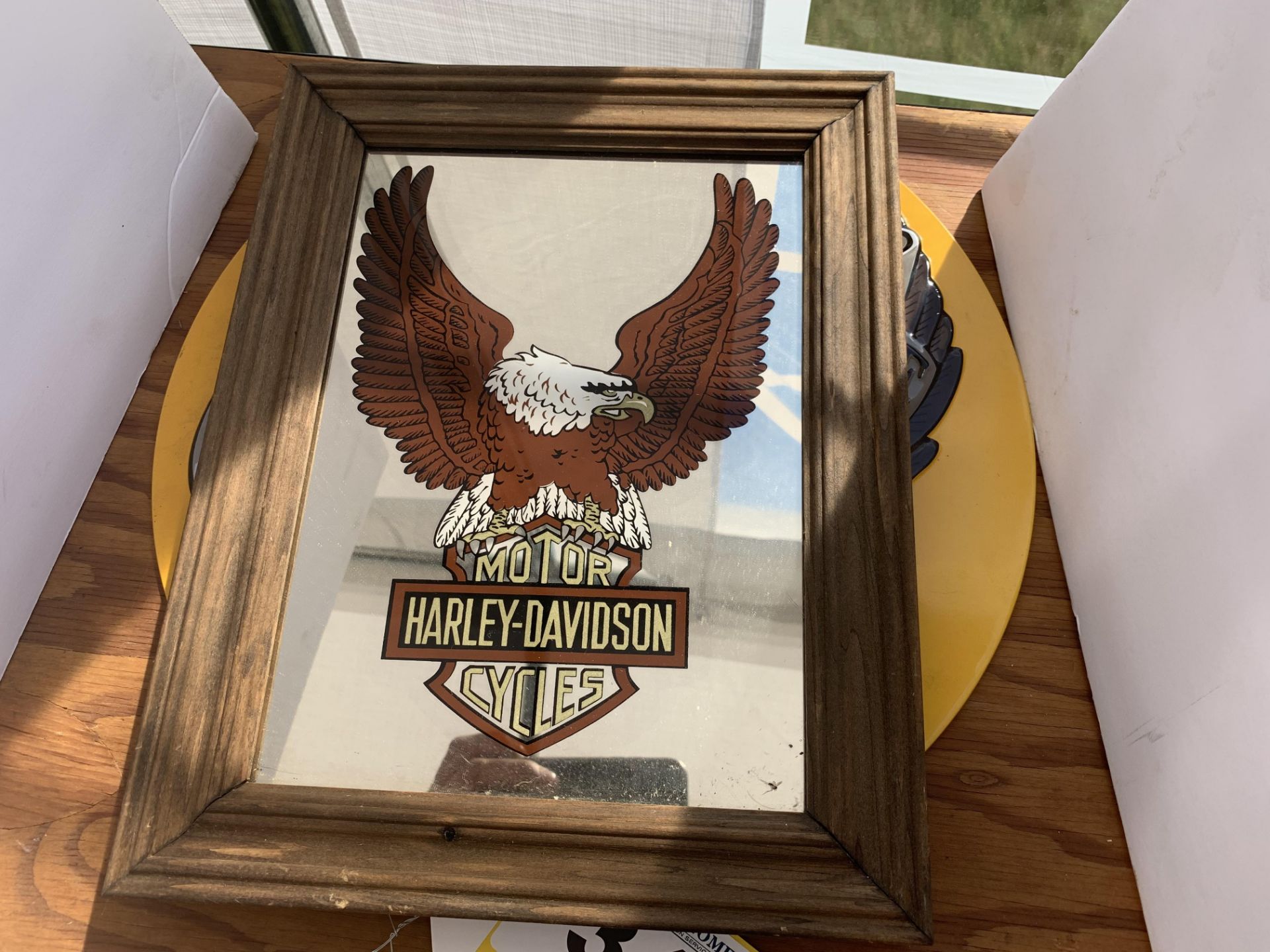 HARLEY DAVIDSON SIGN, FRAMED MIRROR, ETC - Image 3 of 5