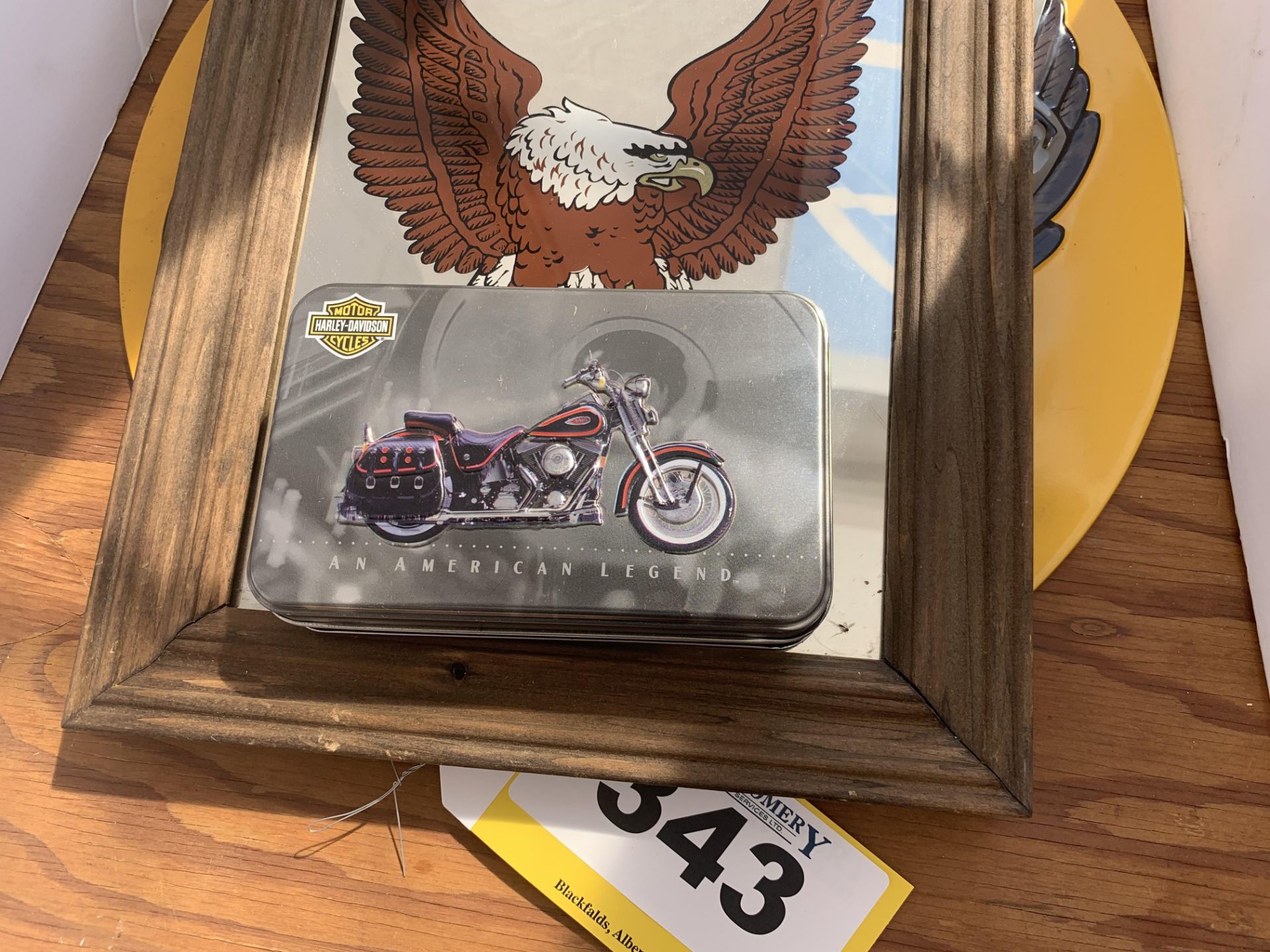 HARLEY DAVIDSON SIGN, FRAMED MIRROR, ETC - Image 4 of 5