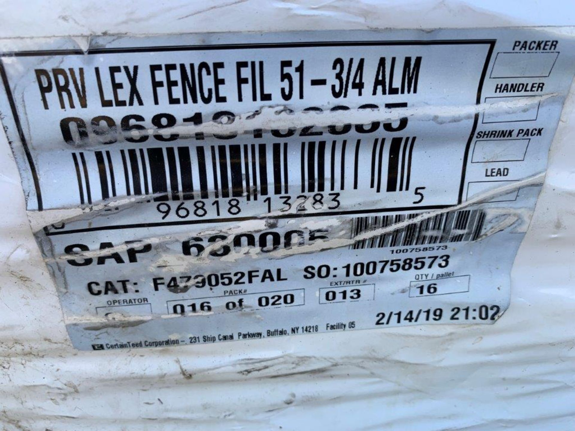 SKID OF 16 - 5/8 X 11 5/8 X 51 INCH VINYL FENCE FILL KITS - ALMOND - FULL PRIVACY - Image 2 of 2