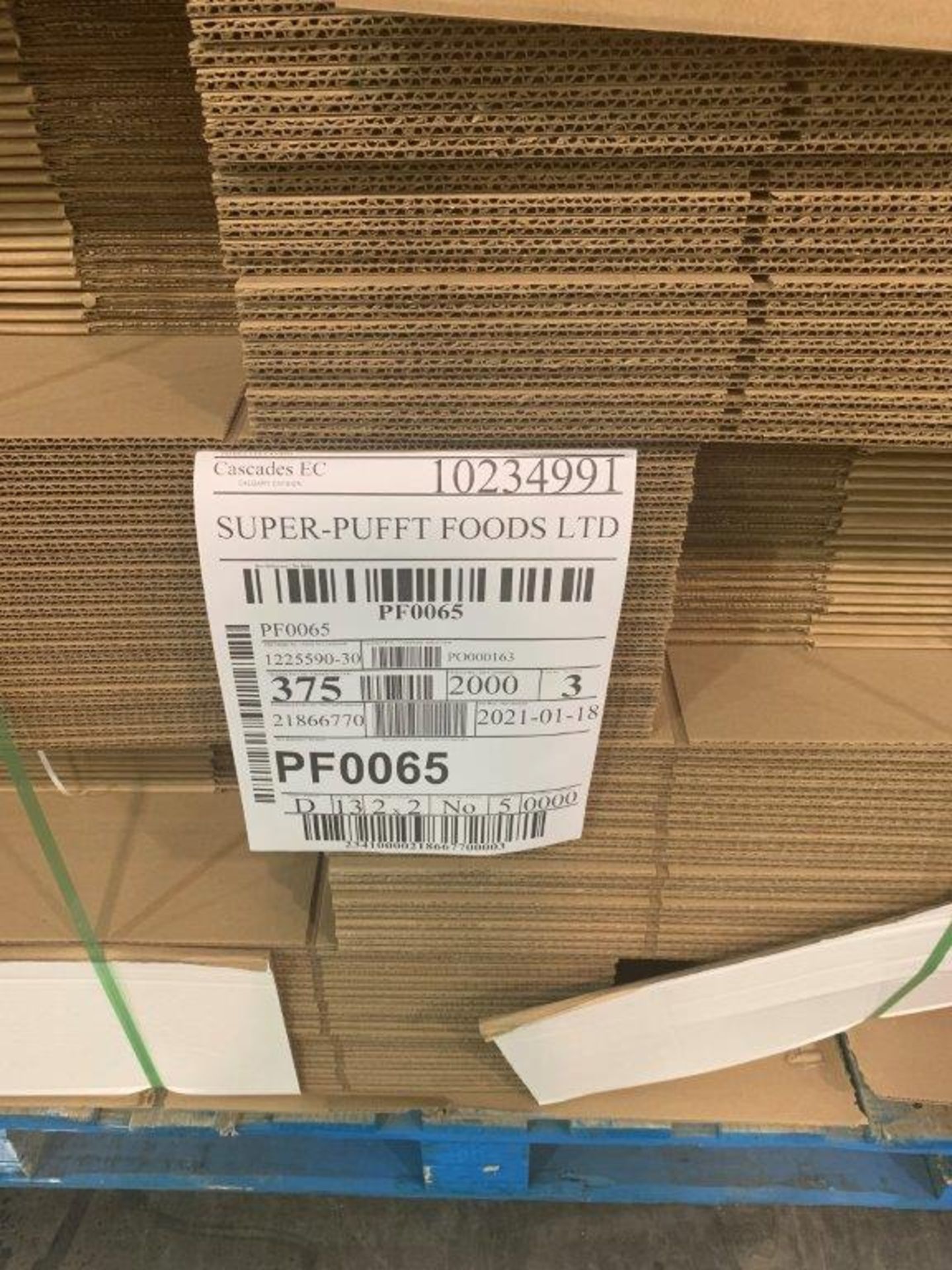 2-PALLETS PF0065 CORRIGATED CARDBOARD BOXES 375/300=675 BOXES APPROX 17X9X9 INCHES - Image 2 of 3