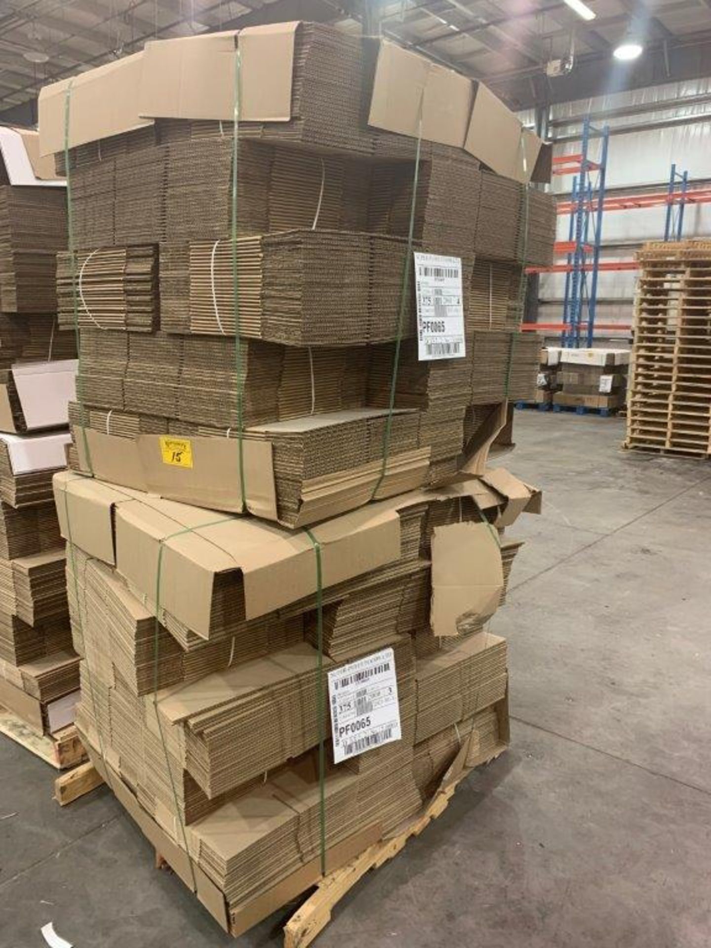 2-PALLETS PF0065 CORRIGATED CARDBOARD BOXES 375X2 750 BOXES APPROX 17X9X9 INCHES