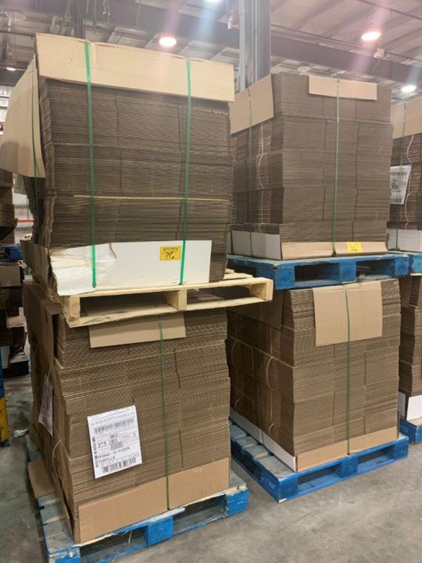 4-PALLETS PF0042 CORRIGATED CARDBOARD BOXES 375 X4 = 1500 BOXES APPROX 20X11X5 1/2 INCHES