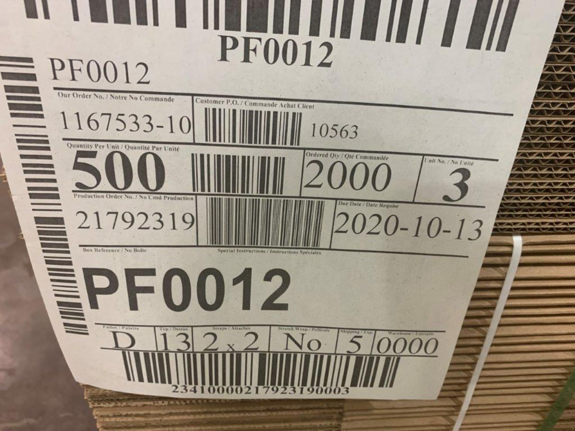 2-PALLETS PF0012 CORRIGATED CARDBOARD BOXES 500X2 = 1000 BOXES APPROX 12X12X6 INCHES - Image 3 of 3