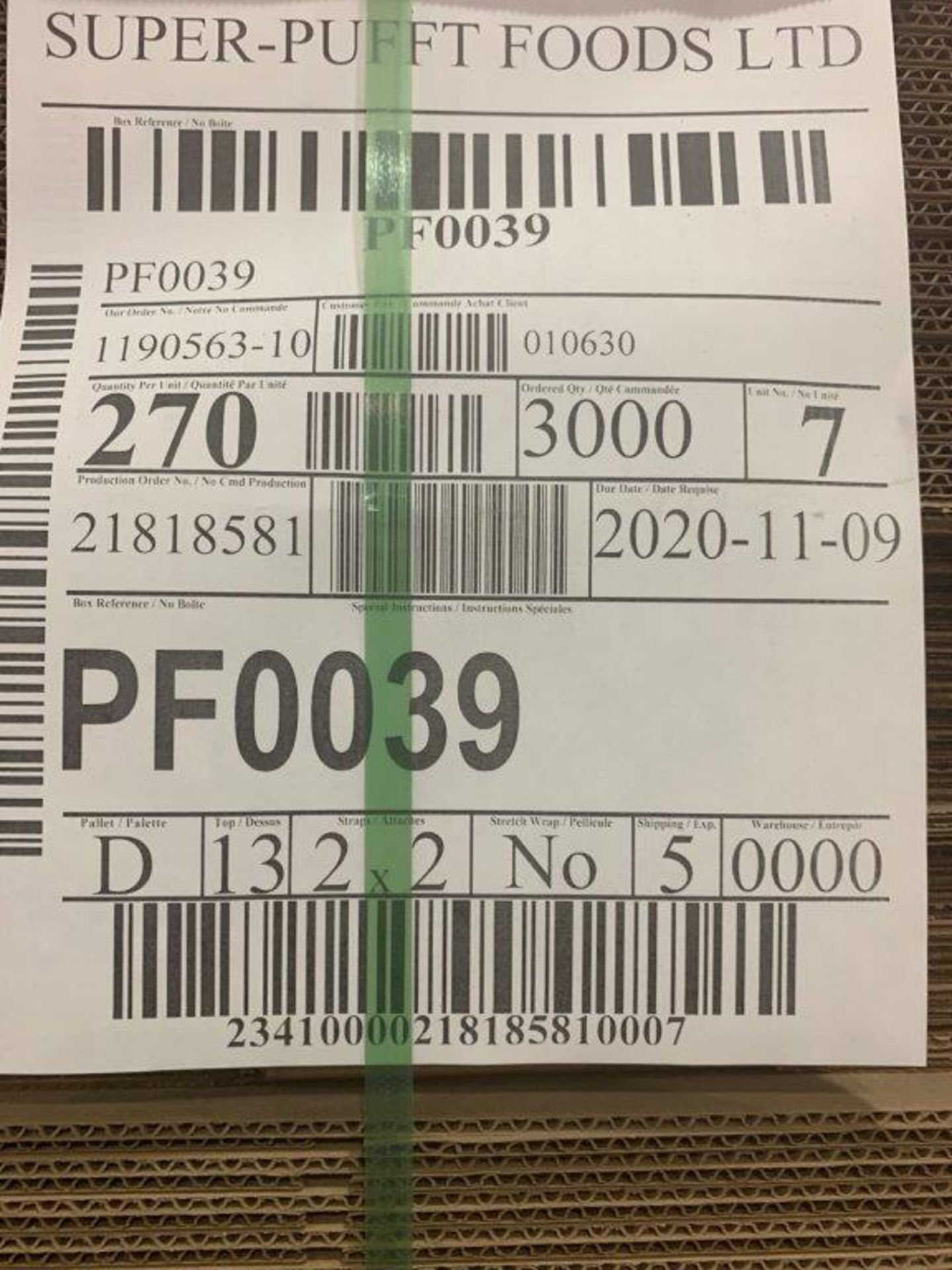 3-PALLETS PF0039 CORRIGATED CARDBOARD BOXES 270/500/500 = 1270 BOXES APPROX 17X9X5 1/2 INCHES - Image 4 of 4