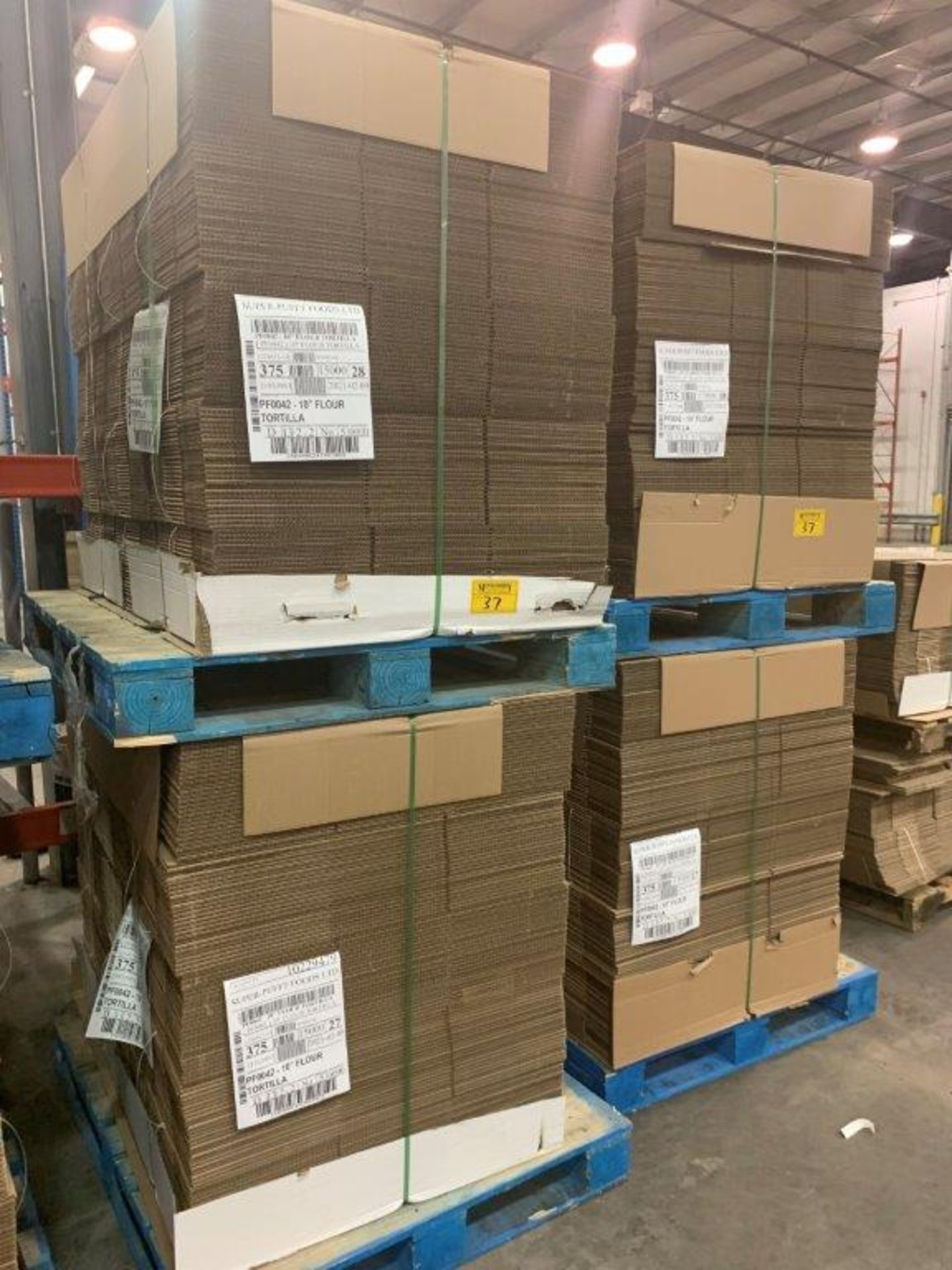 4-PALLETS PF0042 CORRIGATED CARDBOARD BOXES 375 X4 = 1500 BOXES APPROX 20X11X5 1/2 INCHES