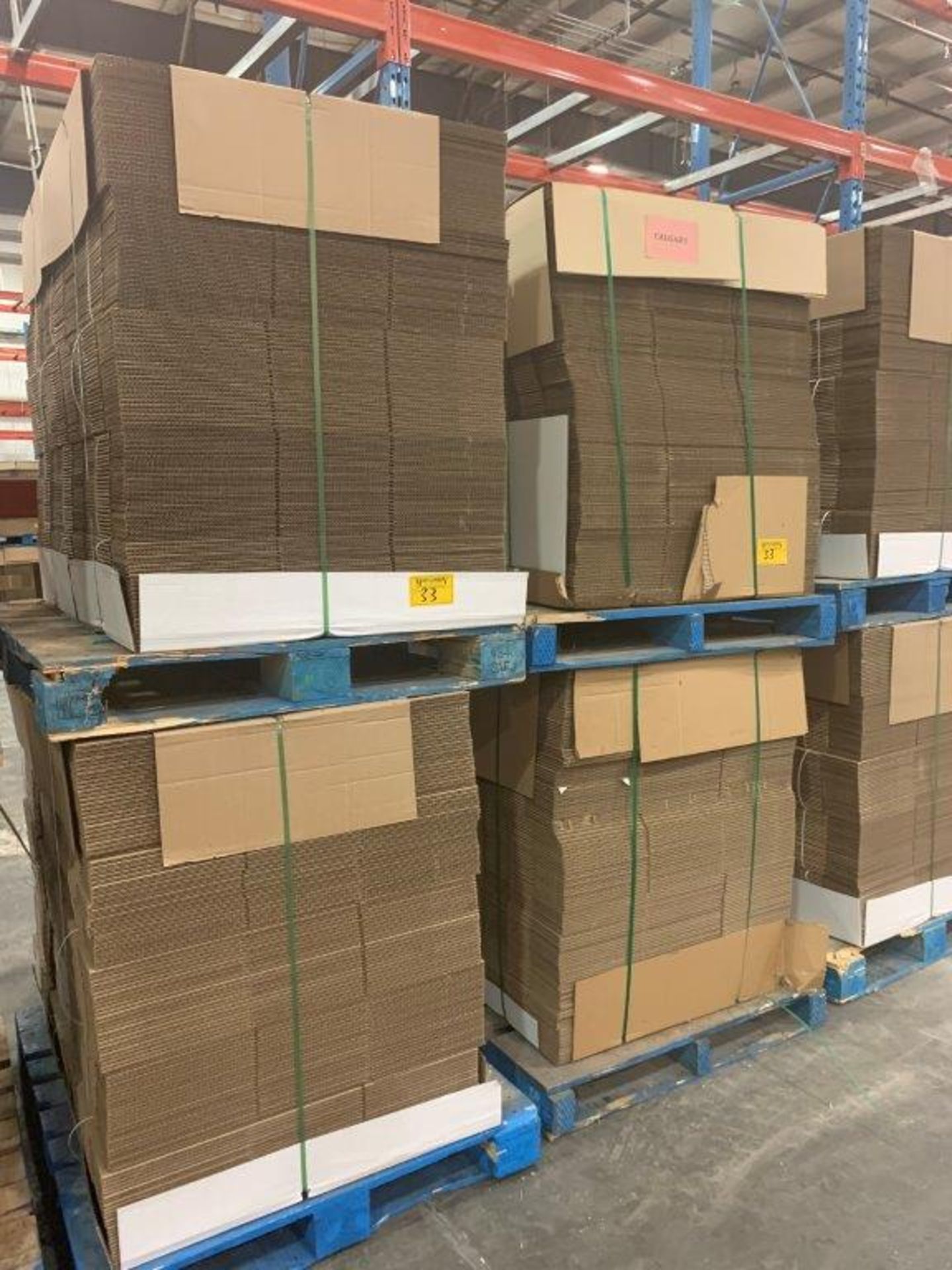 4-PALLETS PF0042 CORRIGATED CARDBOARD BOXES 375 X4 = 1500 BOXES APPROX 20X11X5 1/2 INCHES