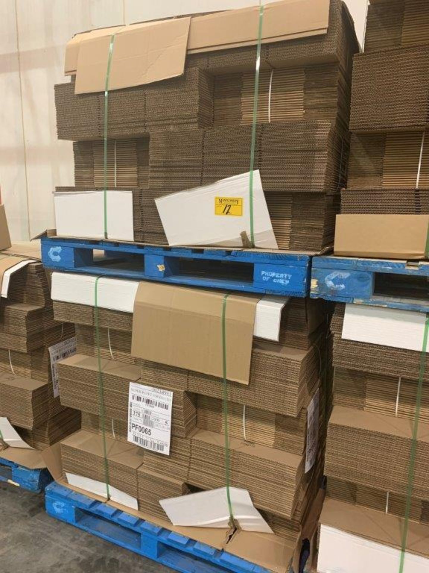 2-PALLETS PF0065 CORRIGATED CARDBOARD BOXES 375/300=675 BOXES APPROX 17X9X9 INCHES