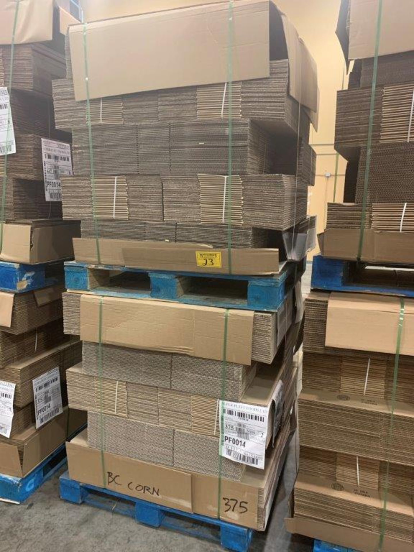 2-PALLETS PF0014 CORRIGATED CARDBOARD BOXES 375X2 750 BOXES APPROX 18X13X7 INCHES