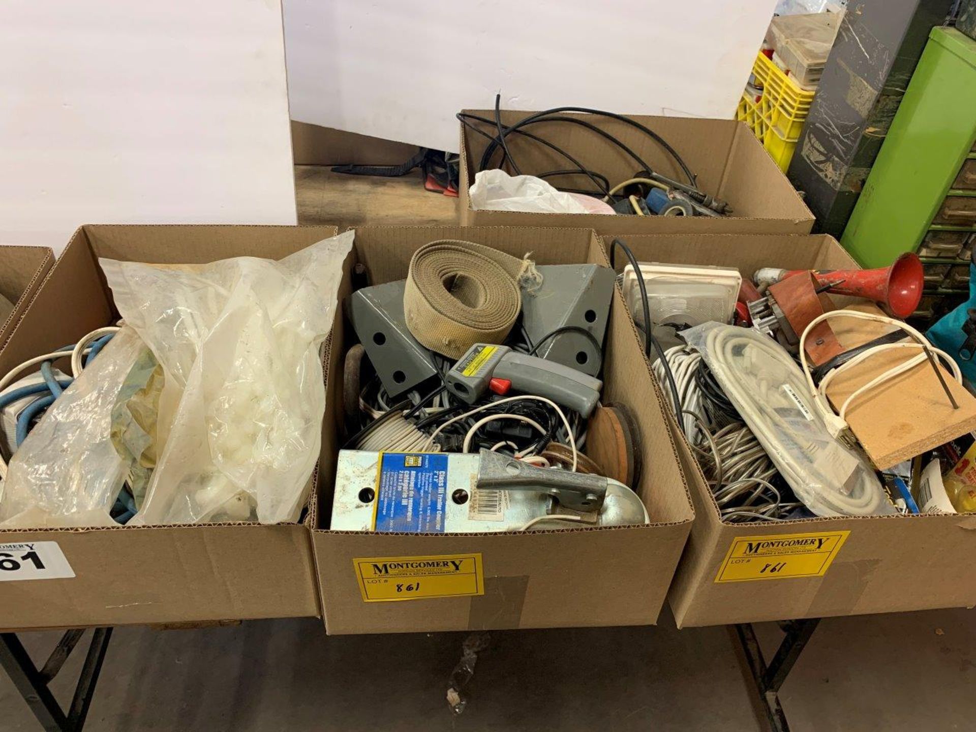 ASSORTED POWER CORDS, TAPE, WIRE, ETC.