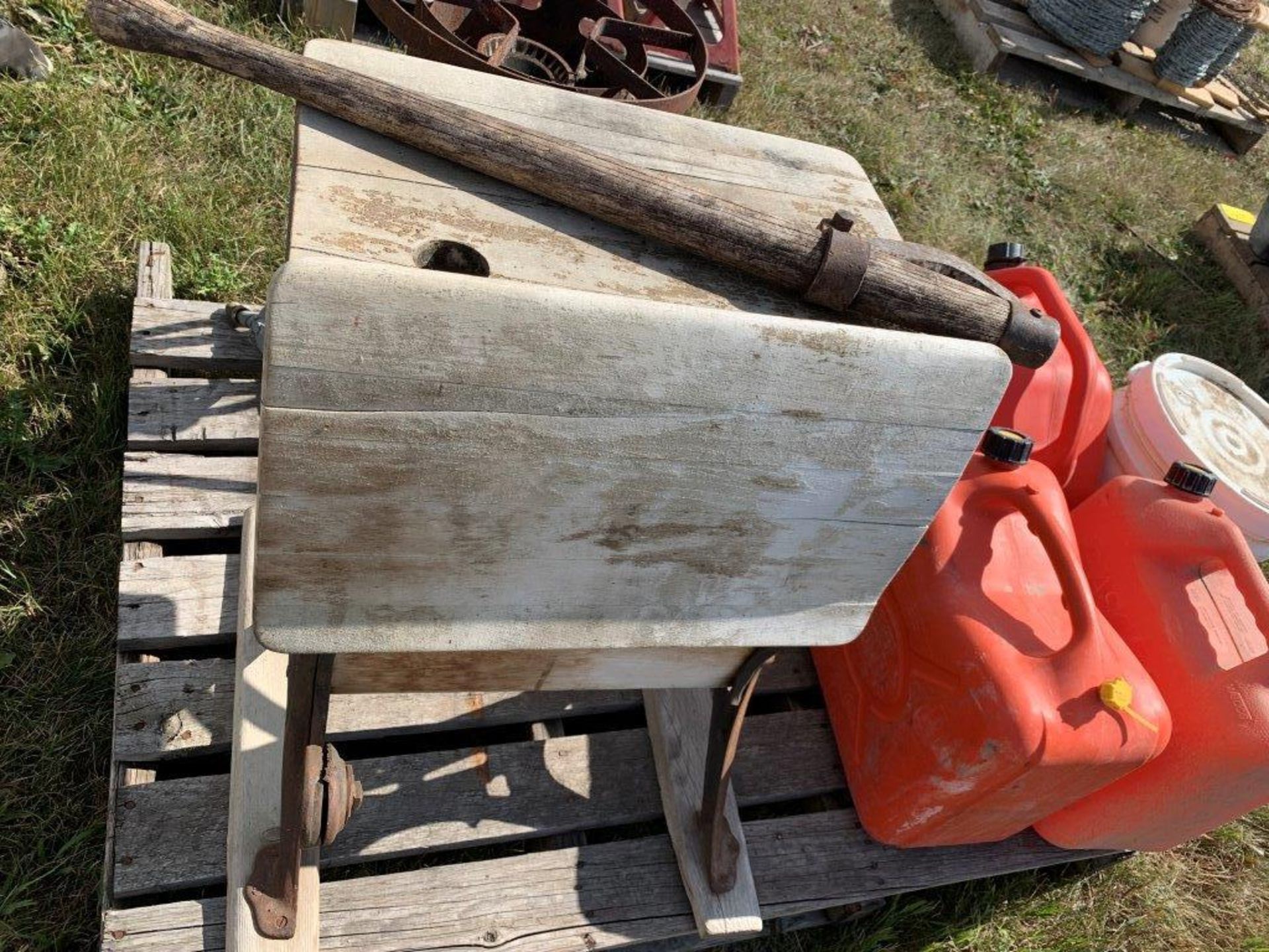 SPILL KIT, 4-JERRY CANS, LPG BURNER, ANTIQUE DESK (NEEDS REPAIR) - Image 6 of 6