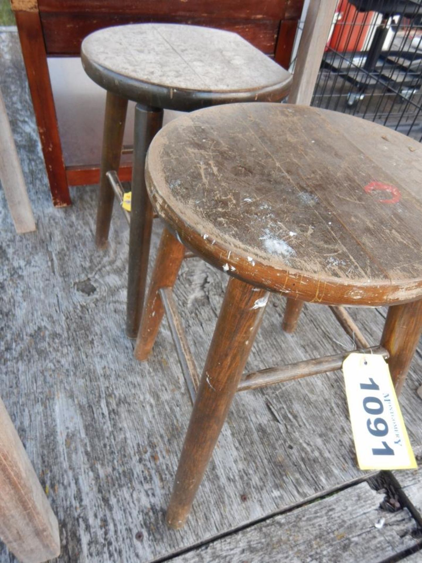 WOODEN TABLE AND STOOLS - Image 4 of 10