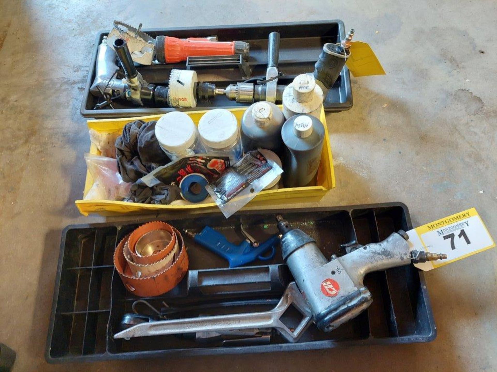 ASSORTED AIR TOOLS, FIRE HYDRANT WRENCH, AND LUBRICATING FLUIDS - Image 2 of 4