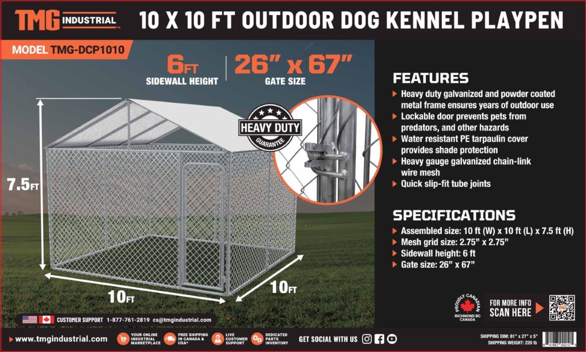 DOG KENNEL PLAYPEN OUTDOOR 10X10FT - TMG-DCP1010 - Bild 12 aus 13