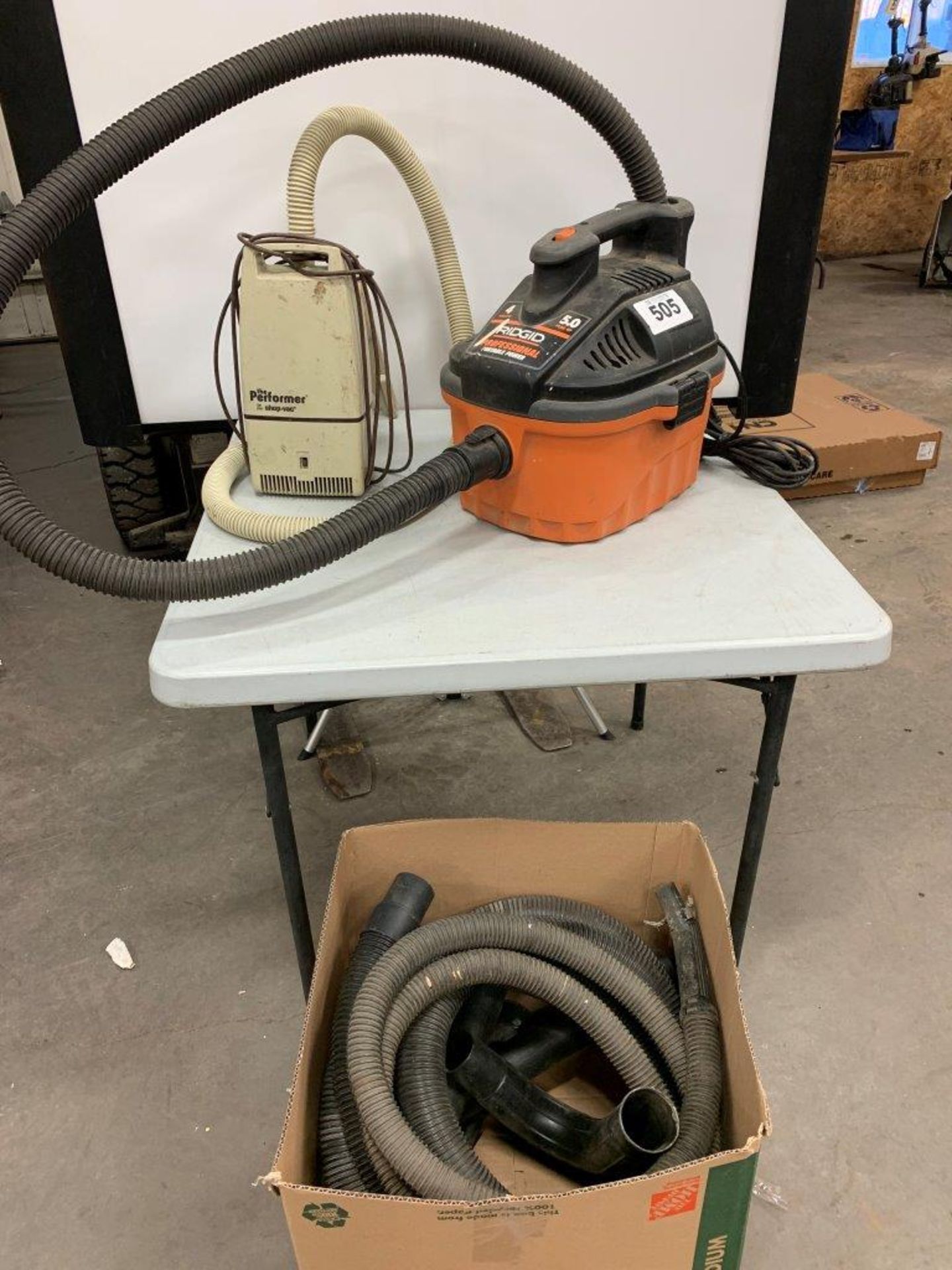 RIDGID PORTABLE WE/DRY SHOP VACUUM W/ ATTACHMENTS AND PERFORMER VACUUM - Image 2 of 6