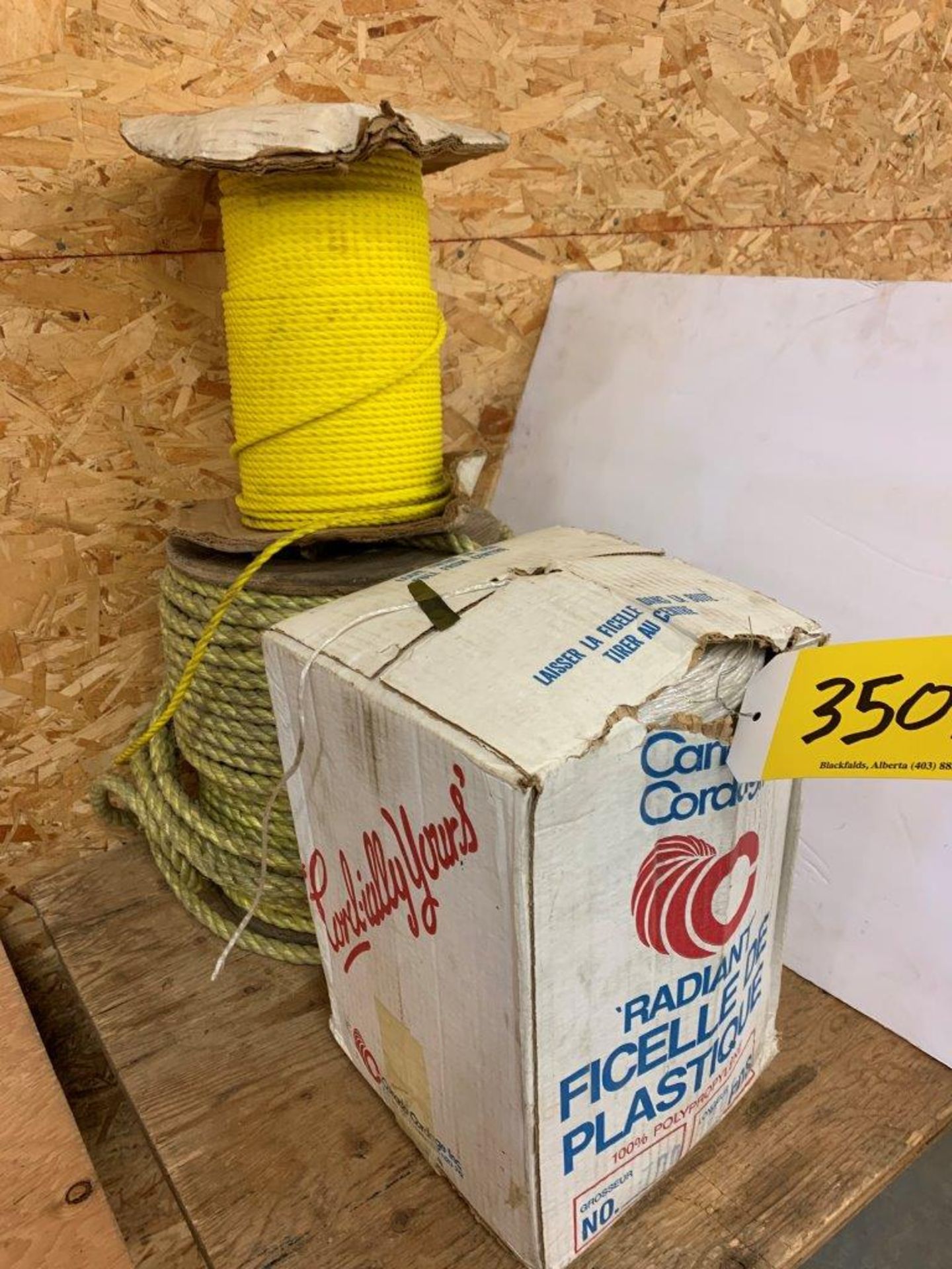 ROLL OF RADIANT PLASTIC TWINE AND ROLLS OF NYLON ROPE