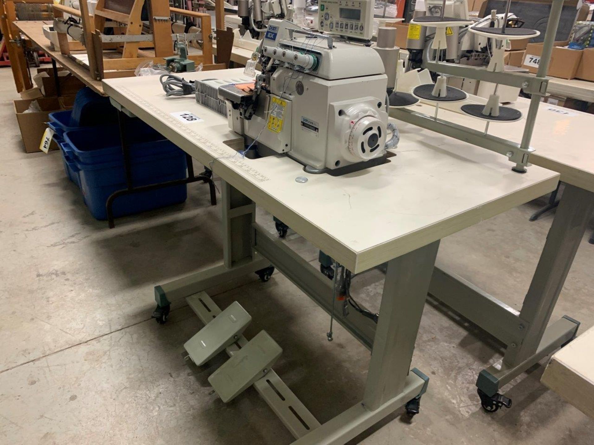 DOIT EX AUTOMATIC SEWING MACHINE W/ TABLE, FOOT PEDALS, MOTOR, S/N DT3216EX-02/233/KS/DD - Image 2 of 9