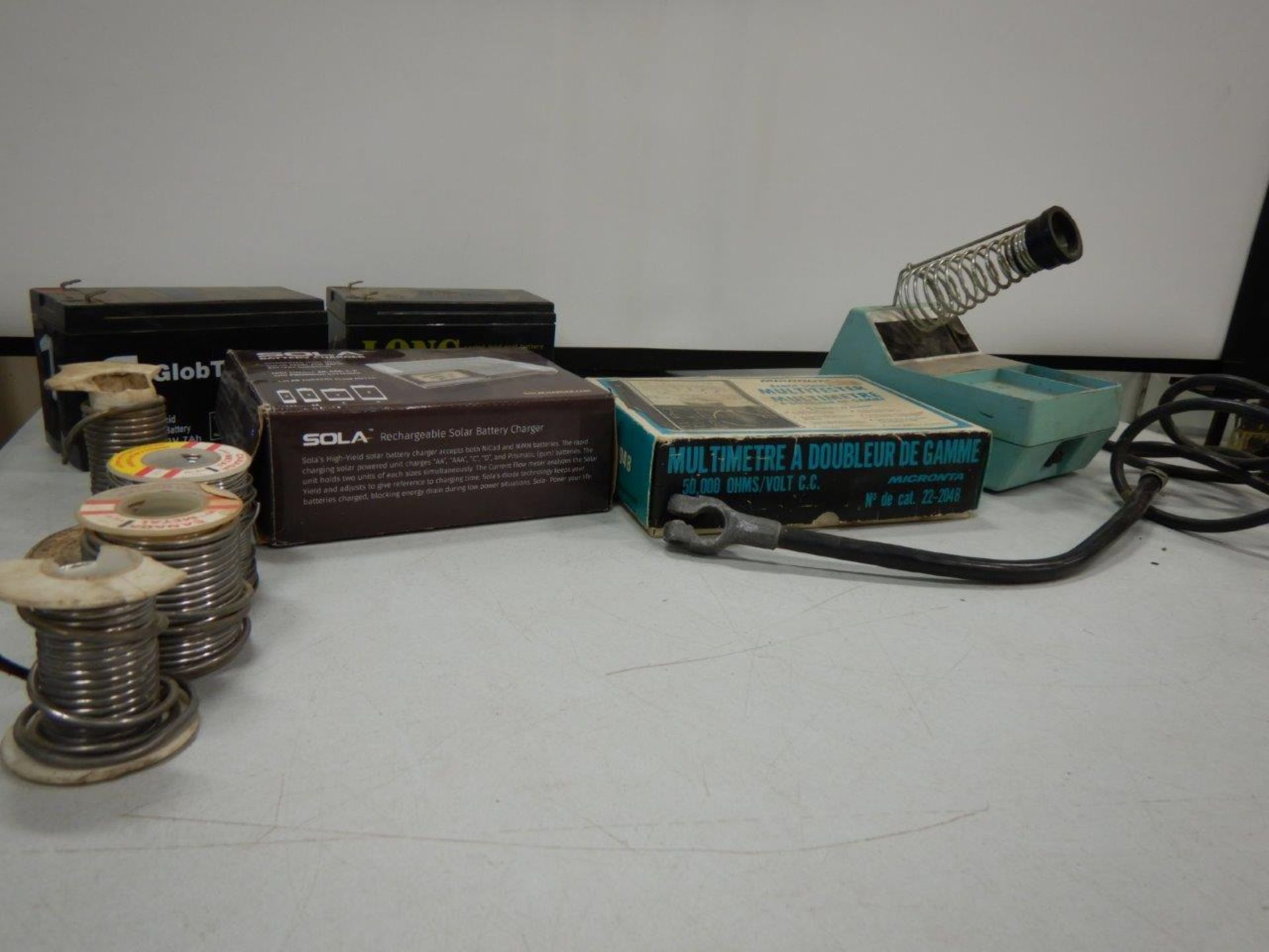 SOLA BATTERY CHARGER, MULTI TESTER, WELLER SOLDERING STATION