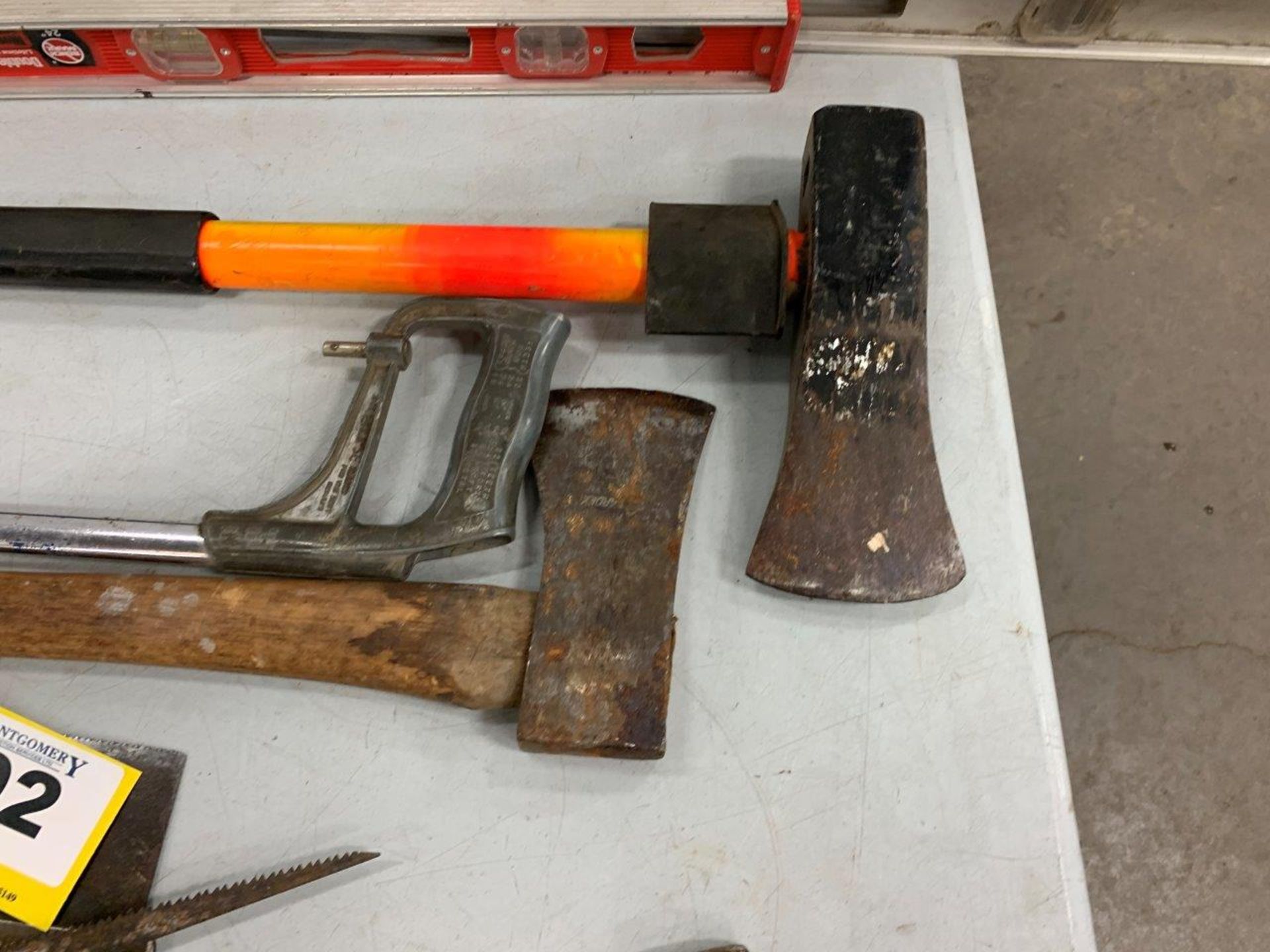 ASSORTED AXES, KEY HOLE SAW, 3-LEVELS, ETC. - Image 3 of 4