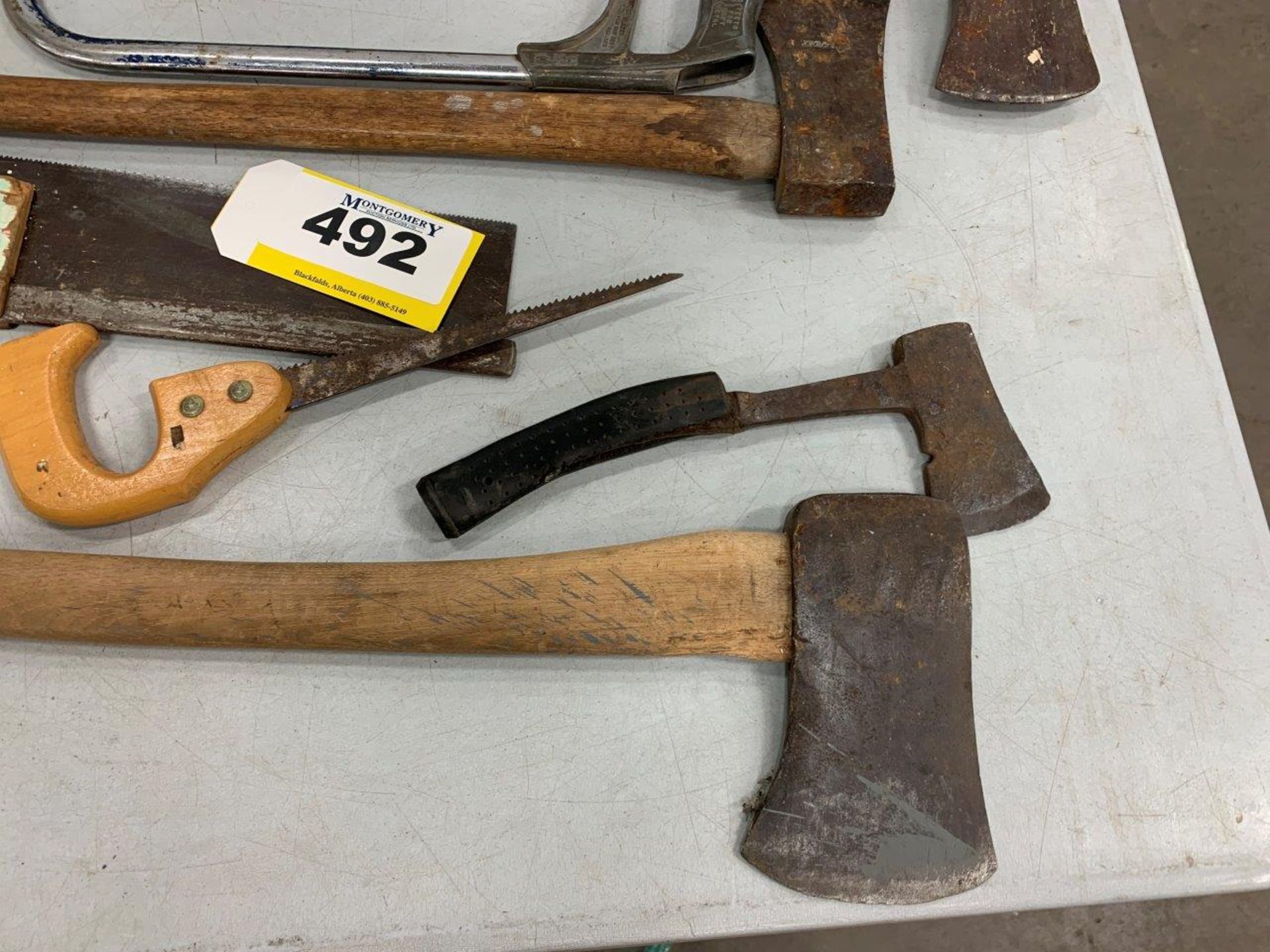 ASSORTED AXES, KEY HOLE SAW, 3-LEVELS, ETC. - Image 2 of 4