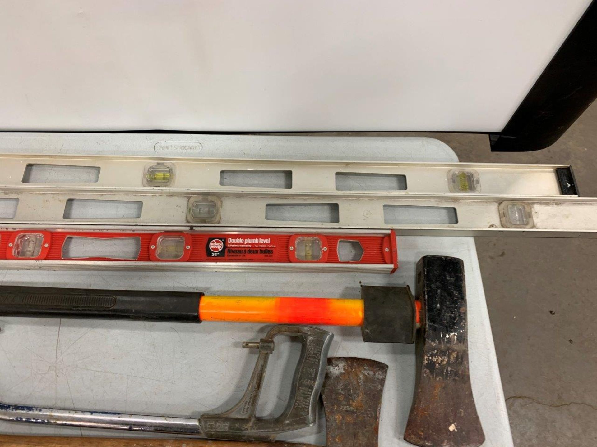 ASSORTED AXES, KEY HOLE SAW, 3-LEVELS, ETC. - Image 4 of 4