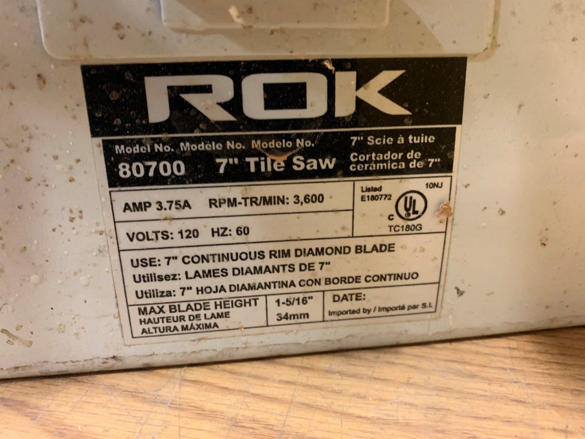 ROK 80700 7" WET TILE SAW - Image 3 of 4