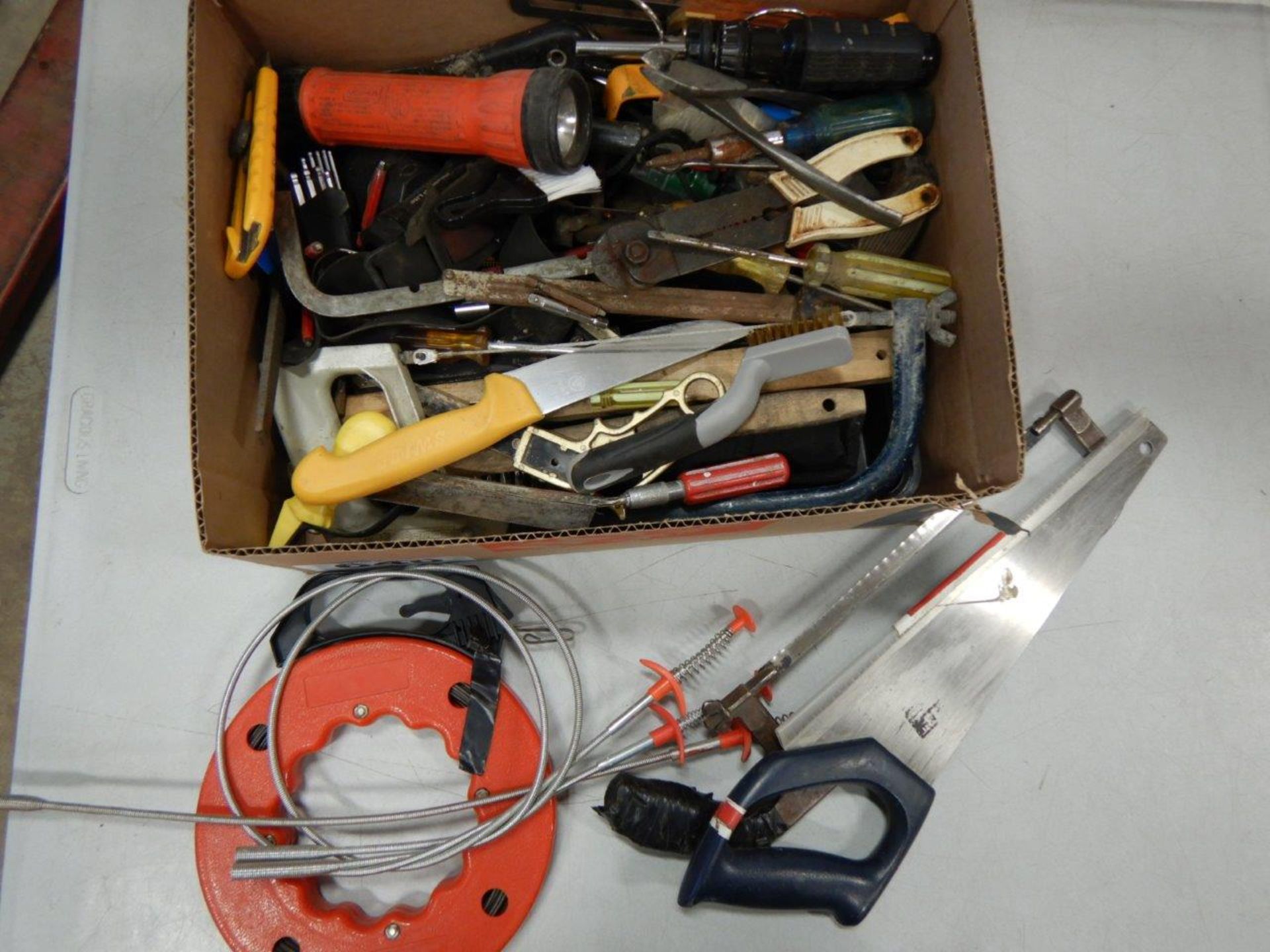 L/O ASSORTED HAND TOOLS, HAND SAWS, FISH TAPE, ETC. - Image 2 of 2