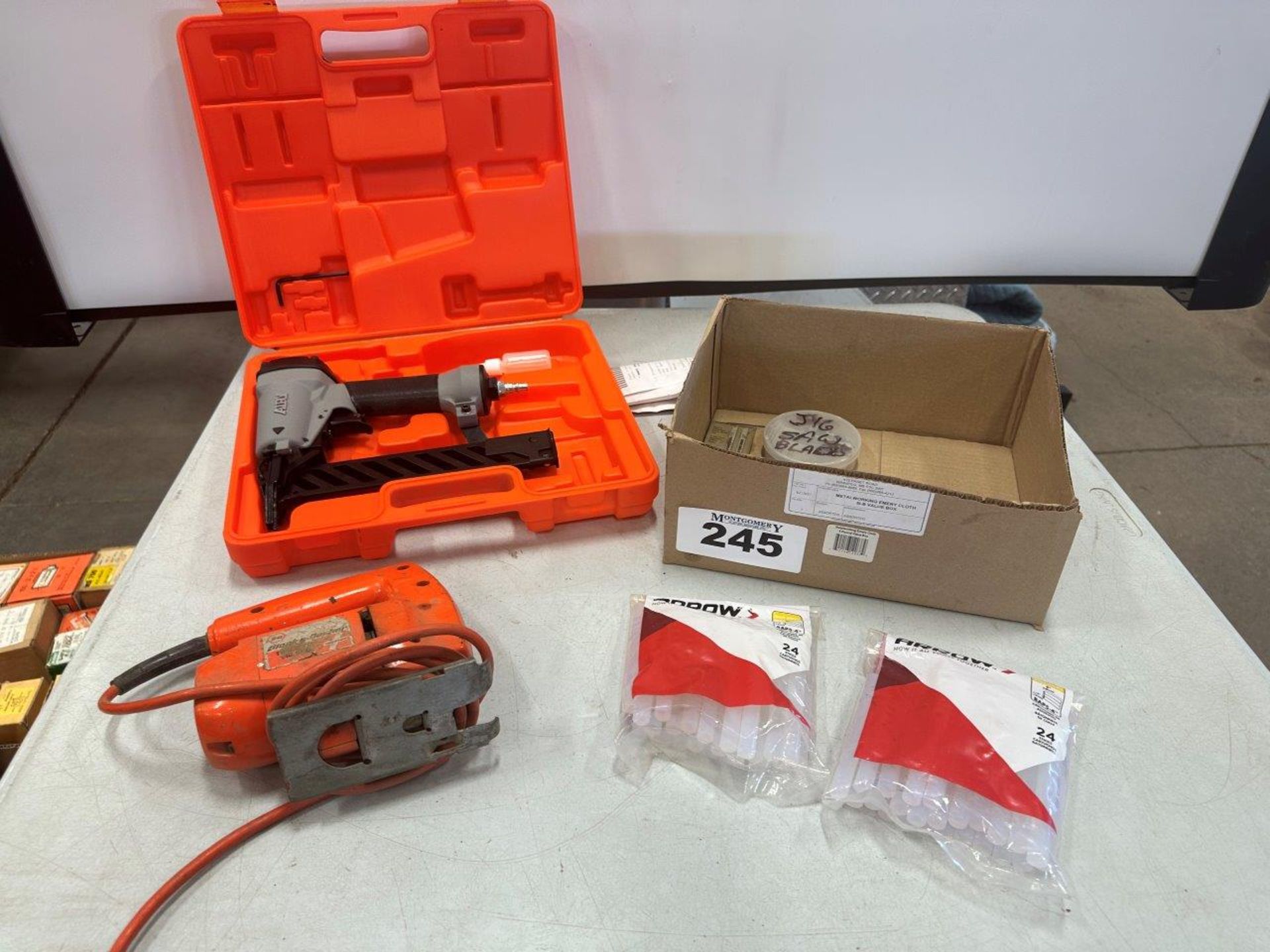 AIRCO PNEUMATIC STAPLER, B&D ELEC. JIGSAW, WELLER D-550 SOLDERING GUN W/ SOLDERING WIRE