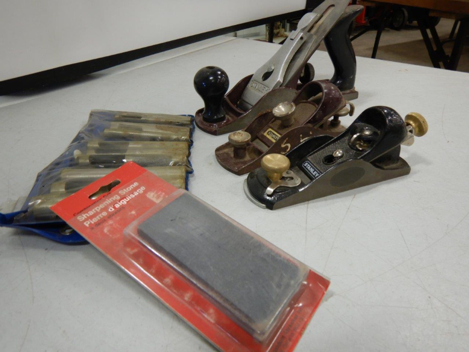 2-STANLEY BLOCK PLANES, 1-JACK PLANE, SHARPENING STONE, AND PUNCH SET - Image 2 of 3