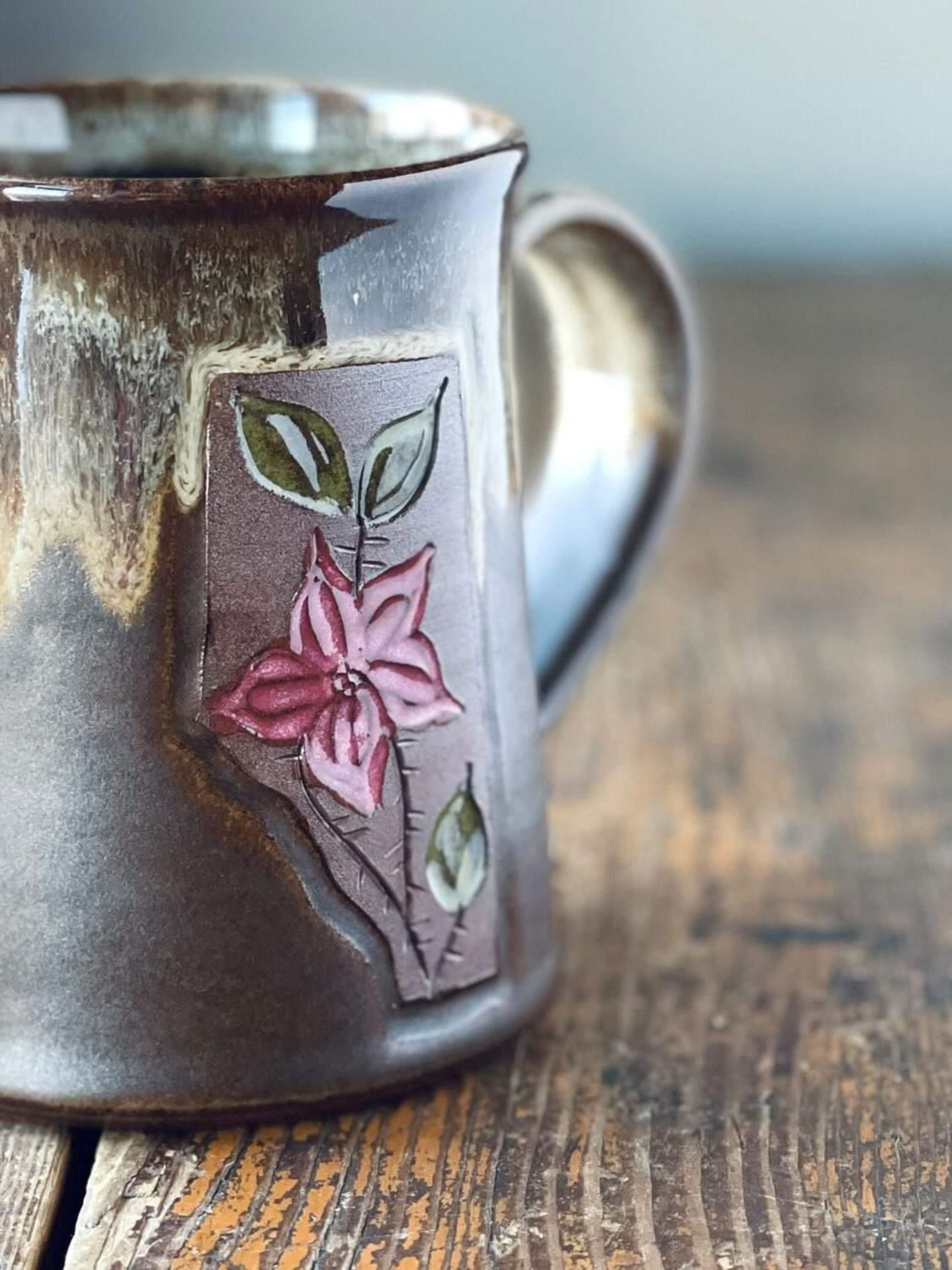 Custom Wildrose Ceramic Mug, Unique pottery Handmade in small batches Donated By Muddy Luck Pottery