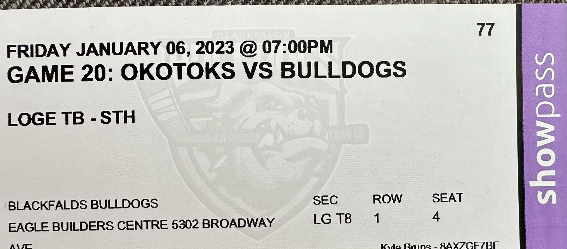 4-Loge Seats to a Blackfalds Bulldogs Game vs Okotoks Jan 6, 2022 - Retail Value: $100 - Donated By: