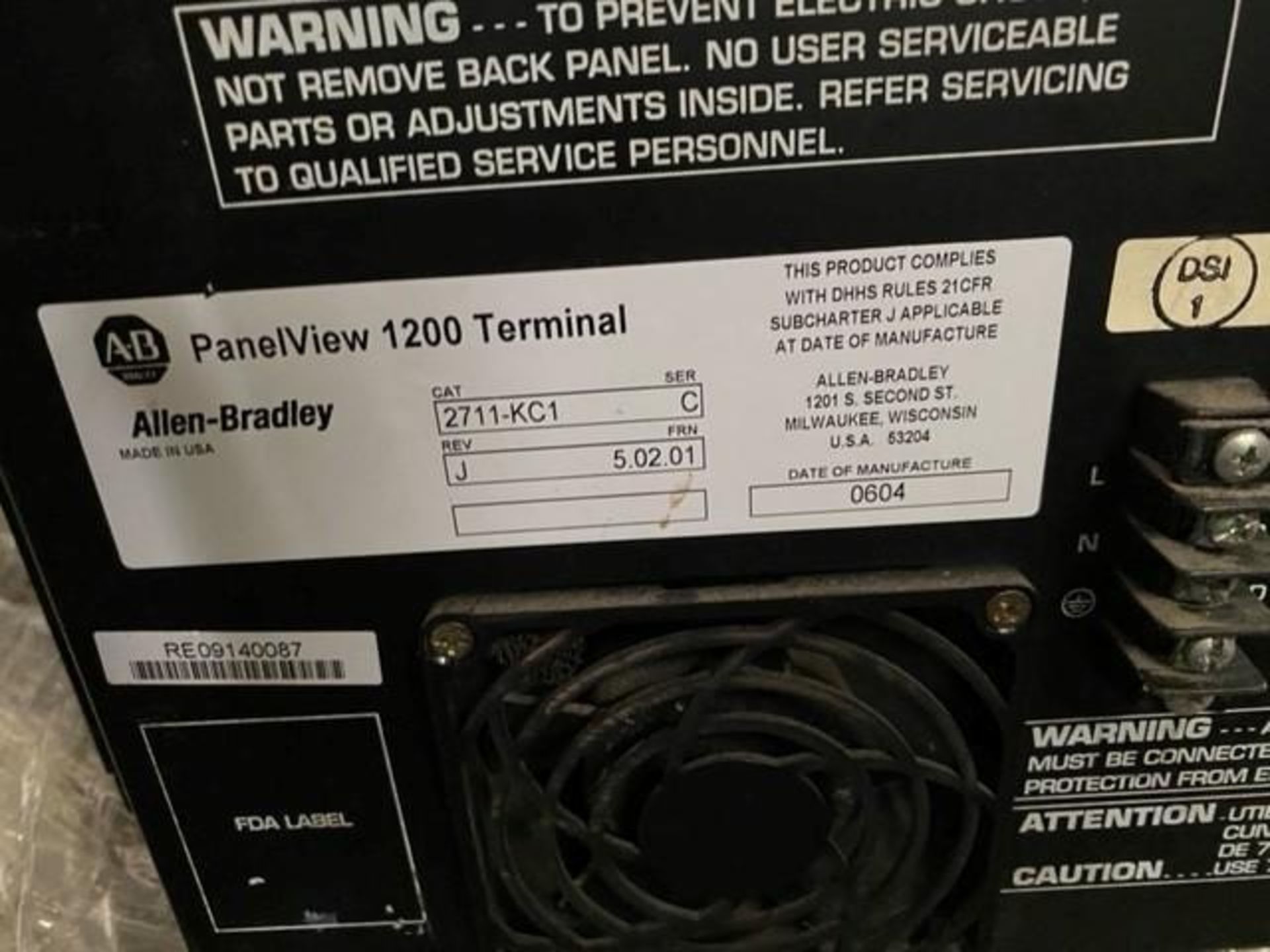 Allen Bradley Panel View 1200 Terminal - Image 2 of 2