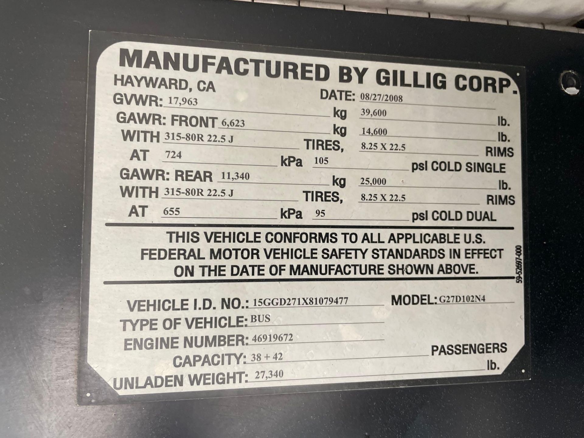 2008 Gillig G27D102N4 Transit Bus (INOP) - Image 10 of 58