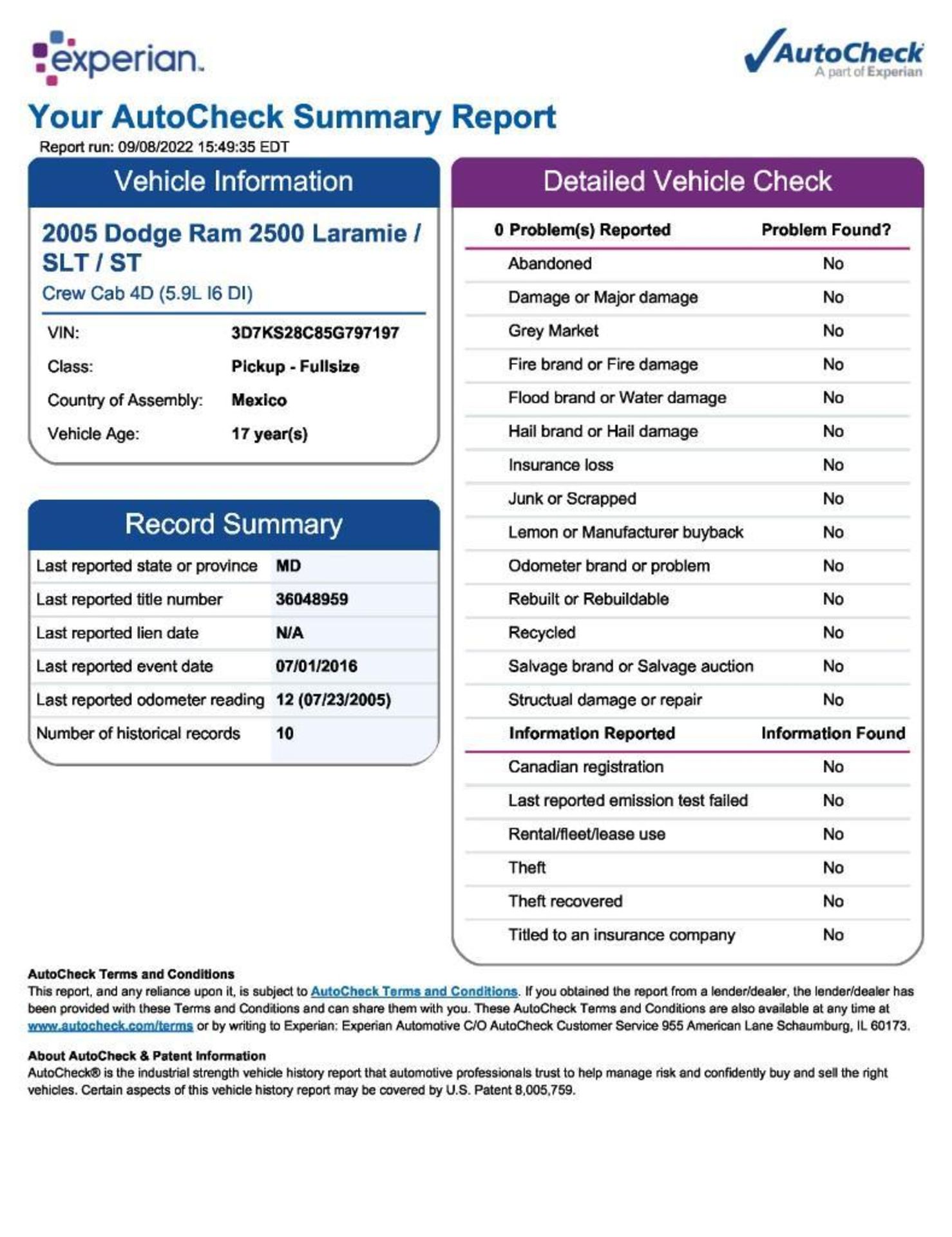 2005 Dodge Ram 2500 4x4 Crew Cab Short Bed (INOP) - Image 12 of 12