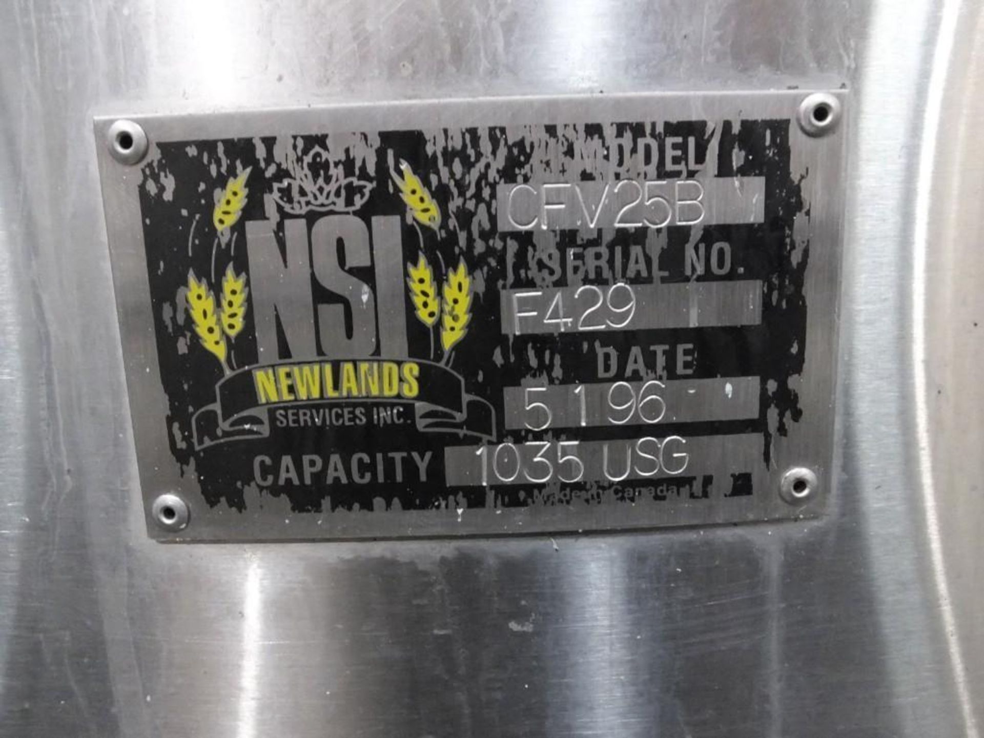 1996 NSI CFV25B FV06 25 BBL S/S Jacketed Fermentation Tank - Image 3 of 4